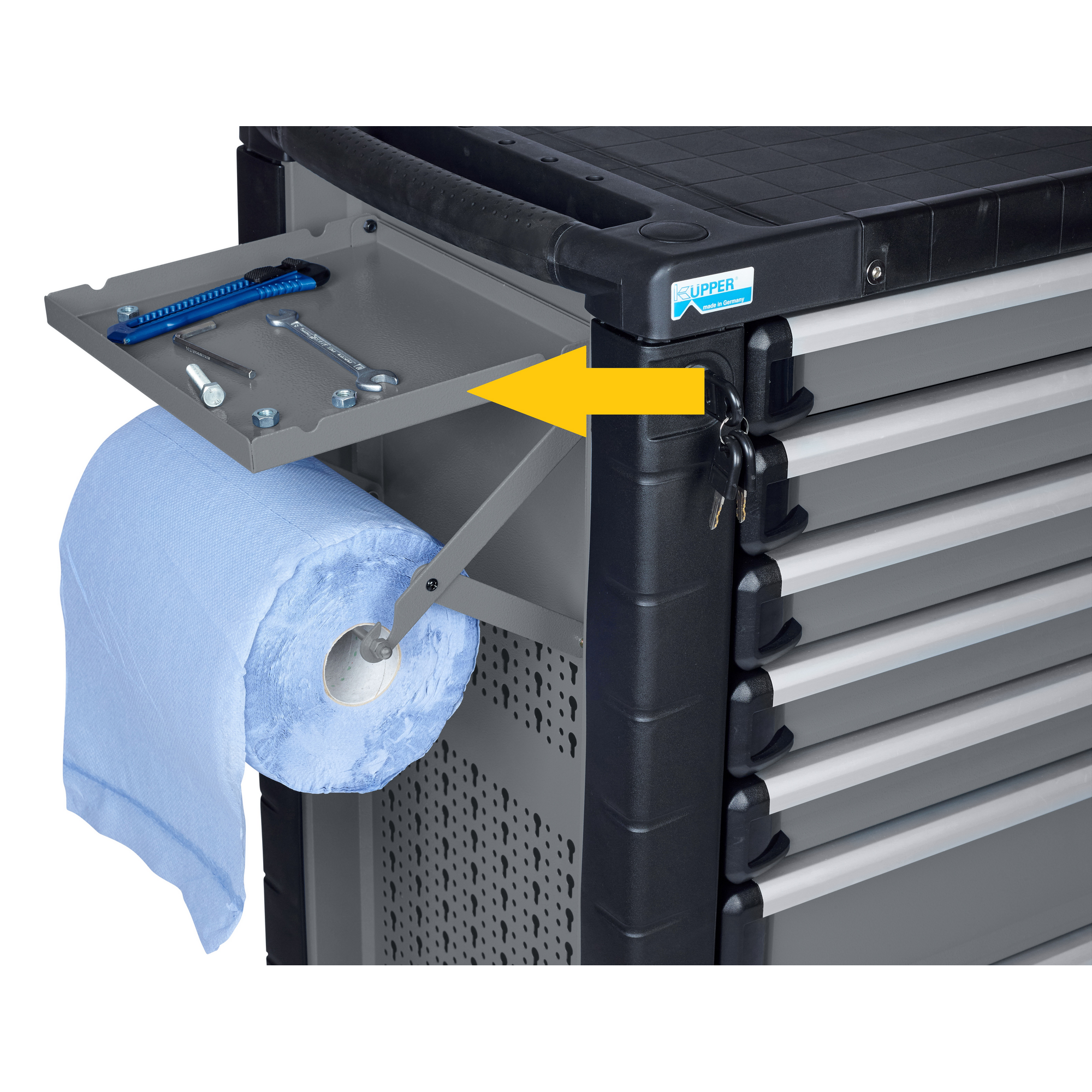 Küpper Papierrollenhalter für Werkstattwagen '12780 und 70108' Stahlblech hellgrau 27 x 22 x 23 cm