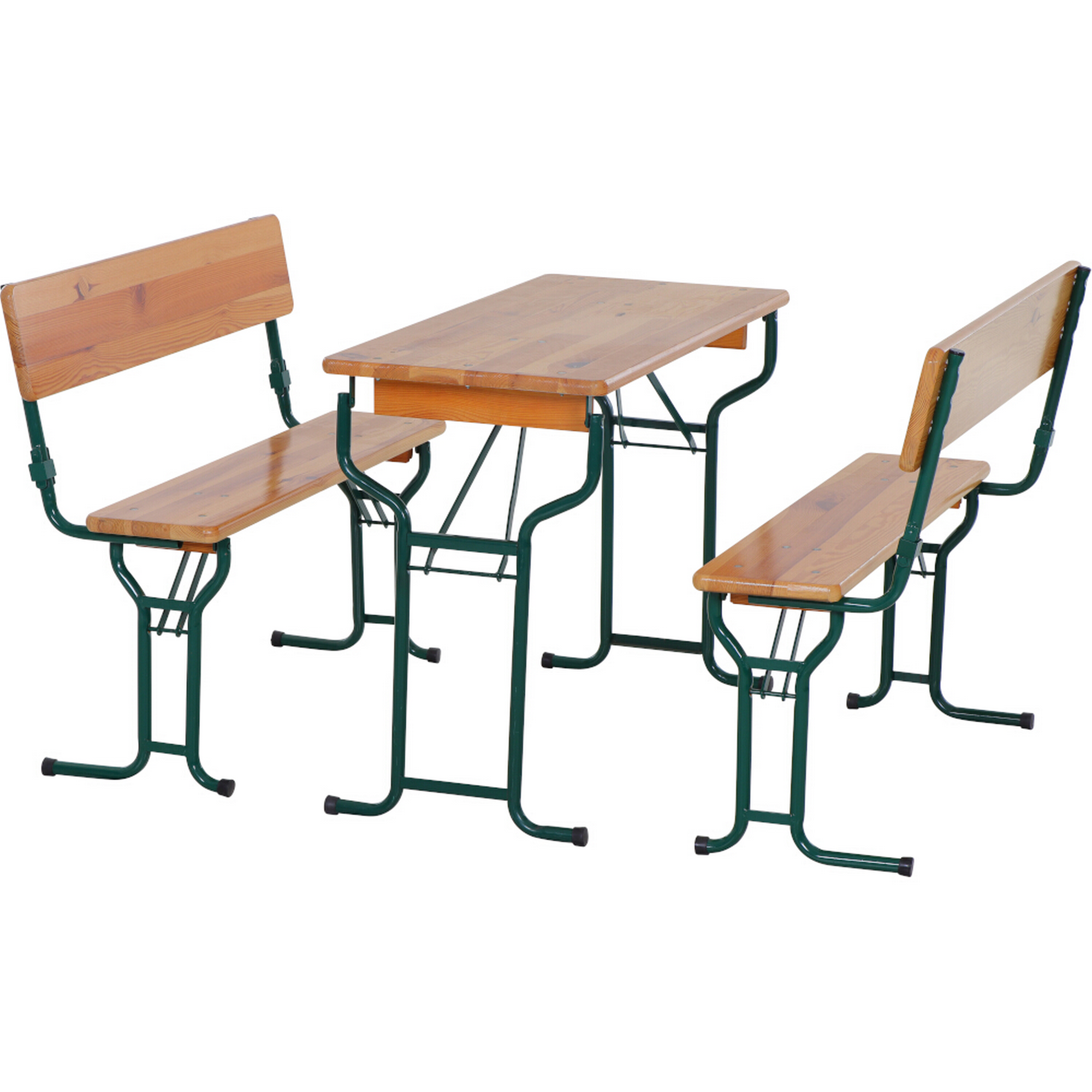 Natura Bierzeltgarnitur klappbar mit Rückenlehne Stahl/Nadelholz 3-teilig