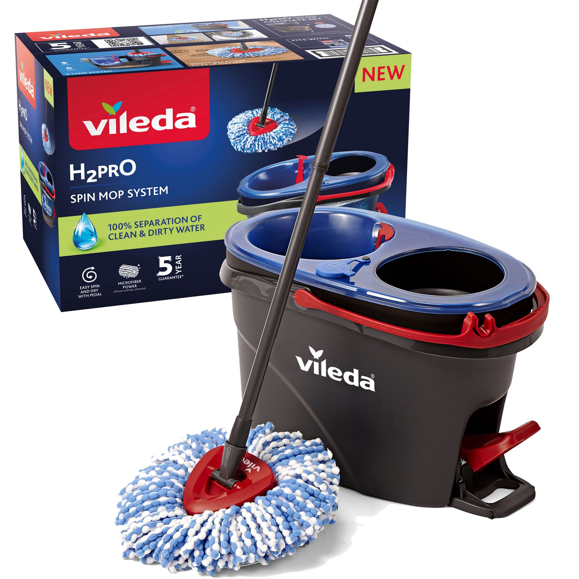 Vileda Bodenwischer-Set 'H2PrO Spin Mop' 3-teilig