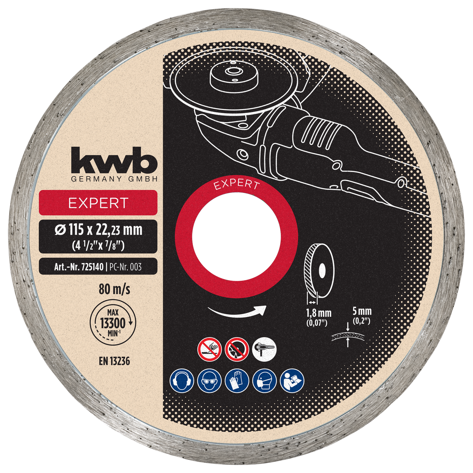 kwb Diamant-Trennscheibe mit Ganzrand für Fliesen Ø 115 x 1,2mm