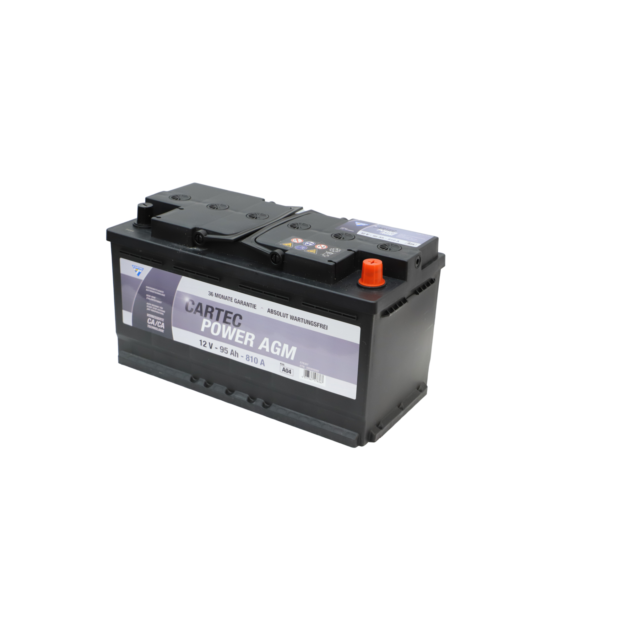 Cartec Autobatterie 'Power AGM' 12 V 95 Ah 810 A