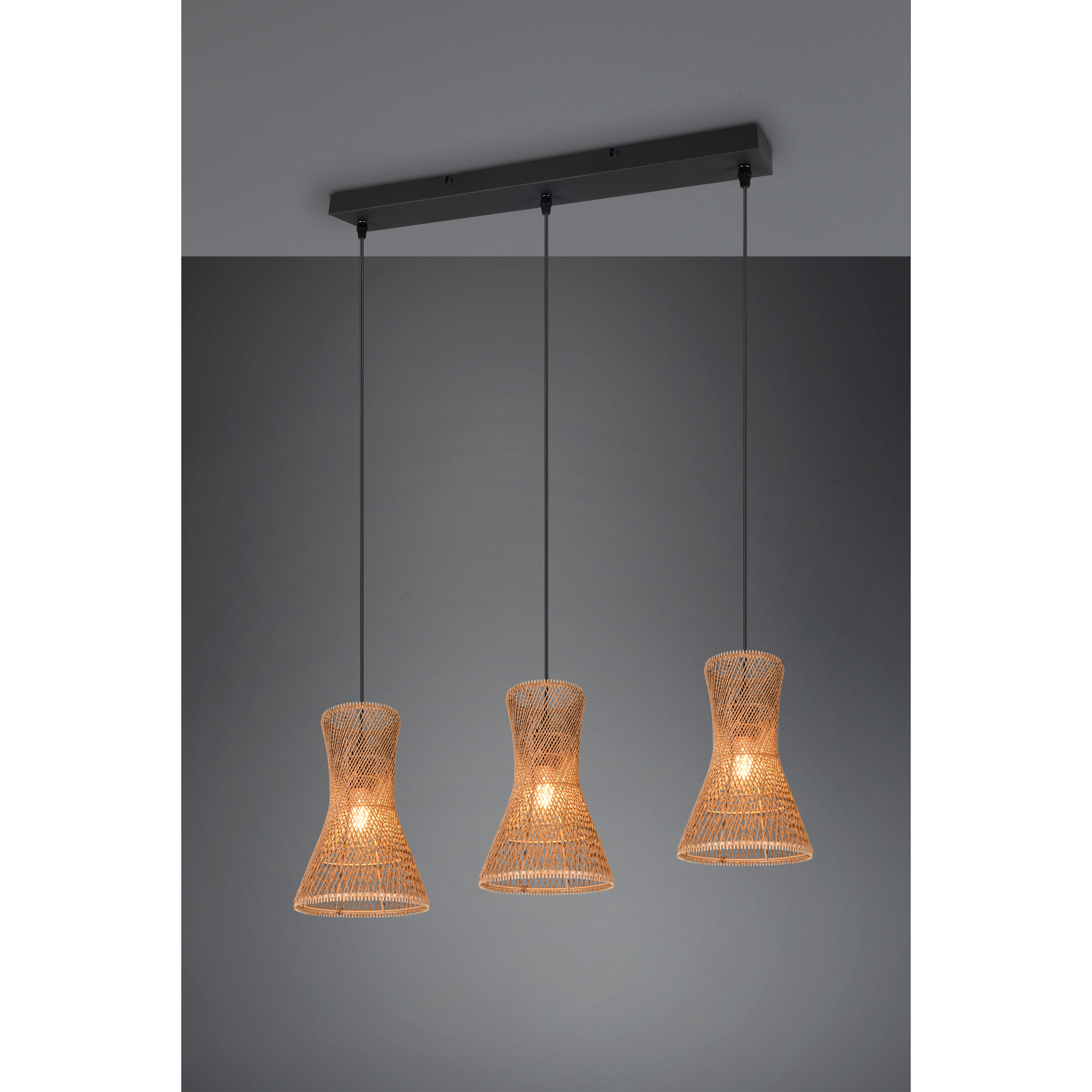 Reality Leuchten Pendelleuchte 'Bijou' Rattan 3-flammig