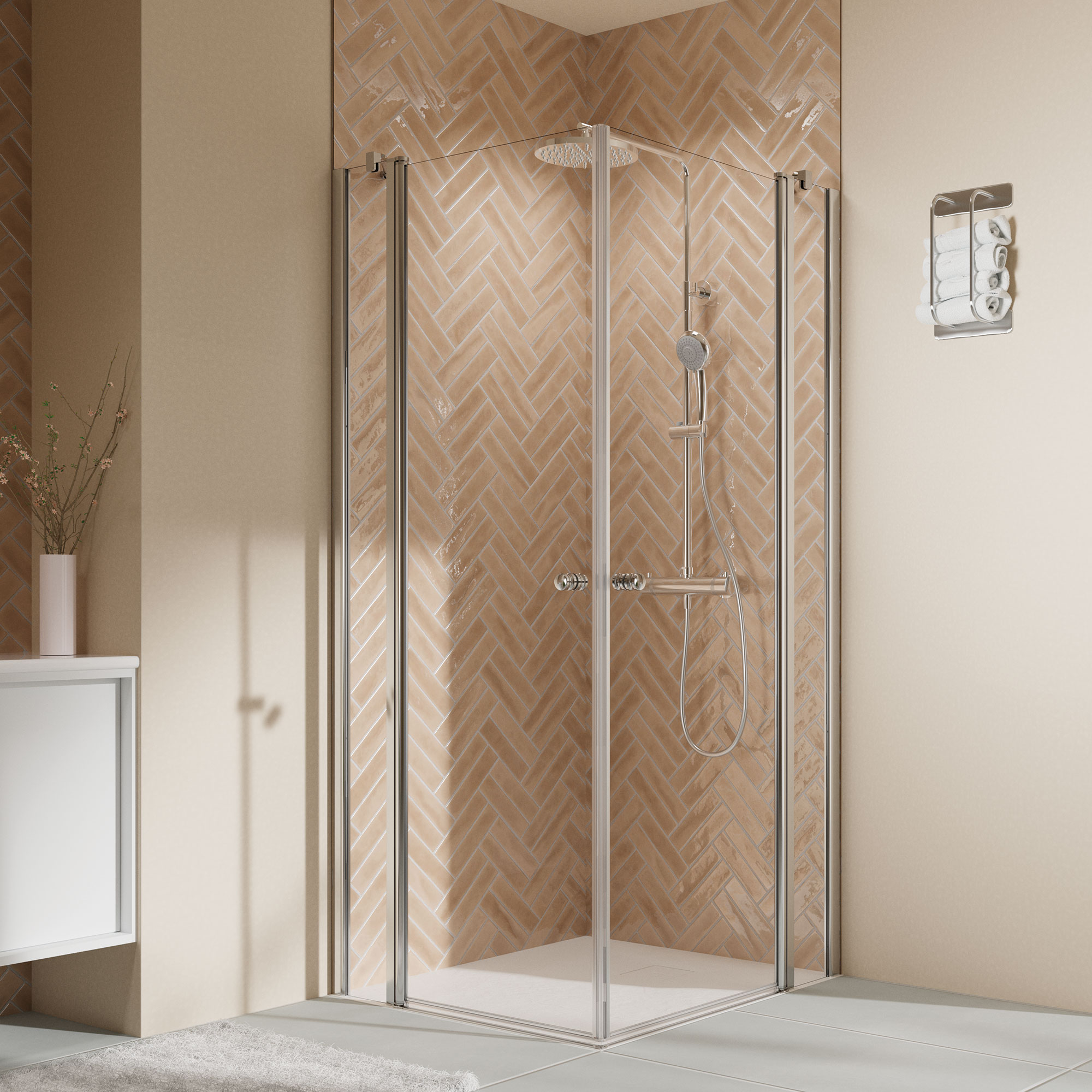 Breuer Duschkabine 'Elana 2.0' mit Eckeinstieg aluminiumfarben 100 x 100 x 200 cm