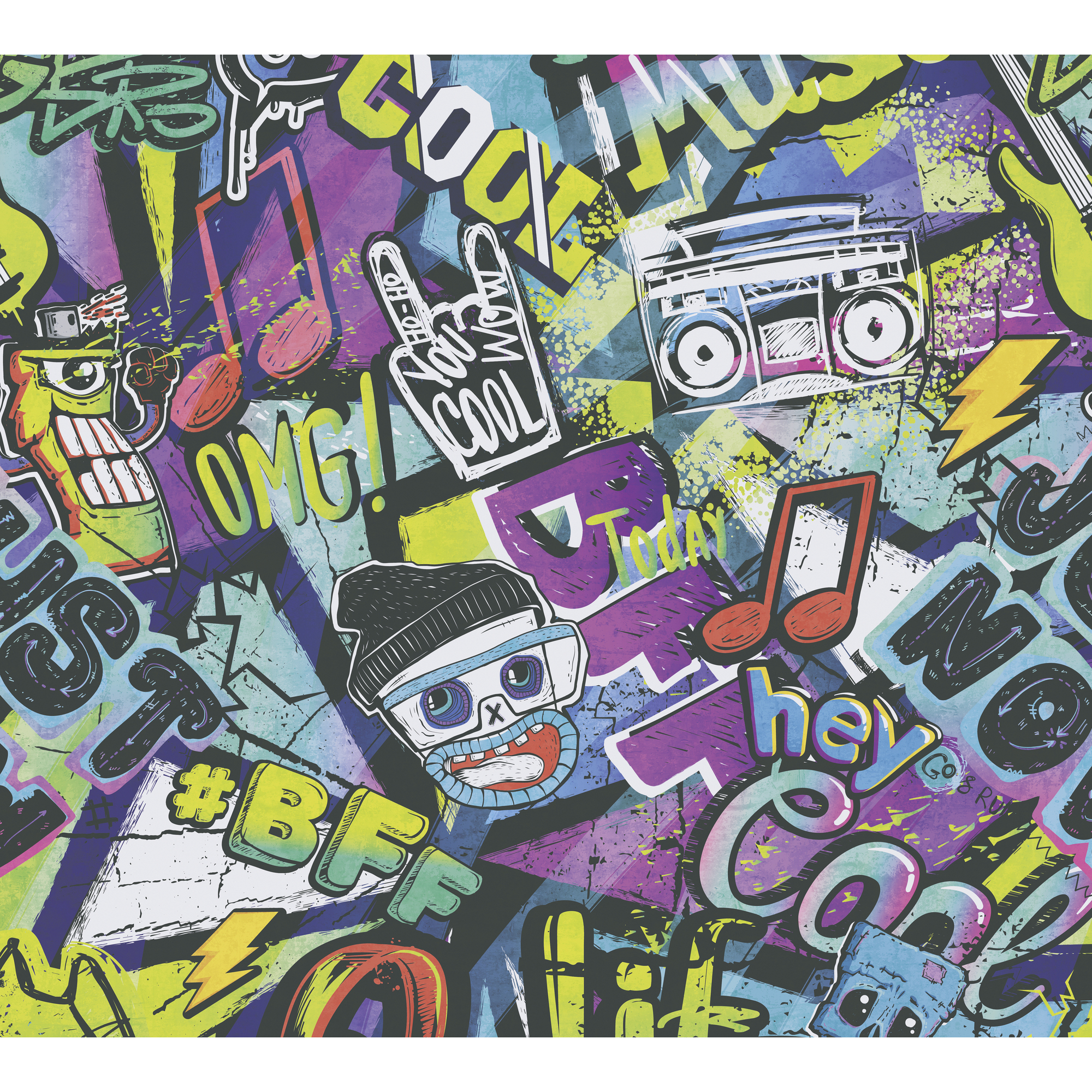 A.S. Création Vliestapete 'Lilly & Luis' Graffiti bunt 0,53 x 10,05 m