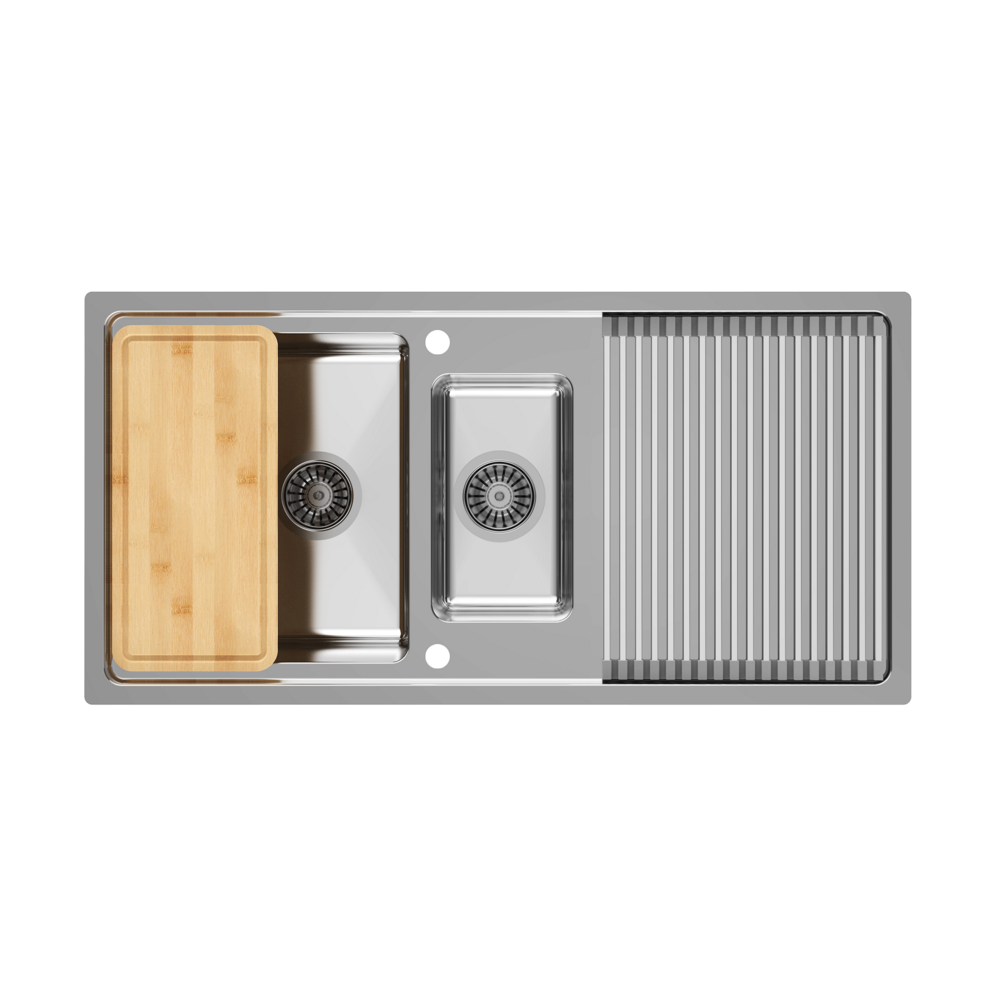 Respekta Einbauspüle 'Chicago' Edelstahl 100 x 50 cm mit Abtropfgitter, Schneidebrett