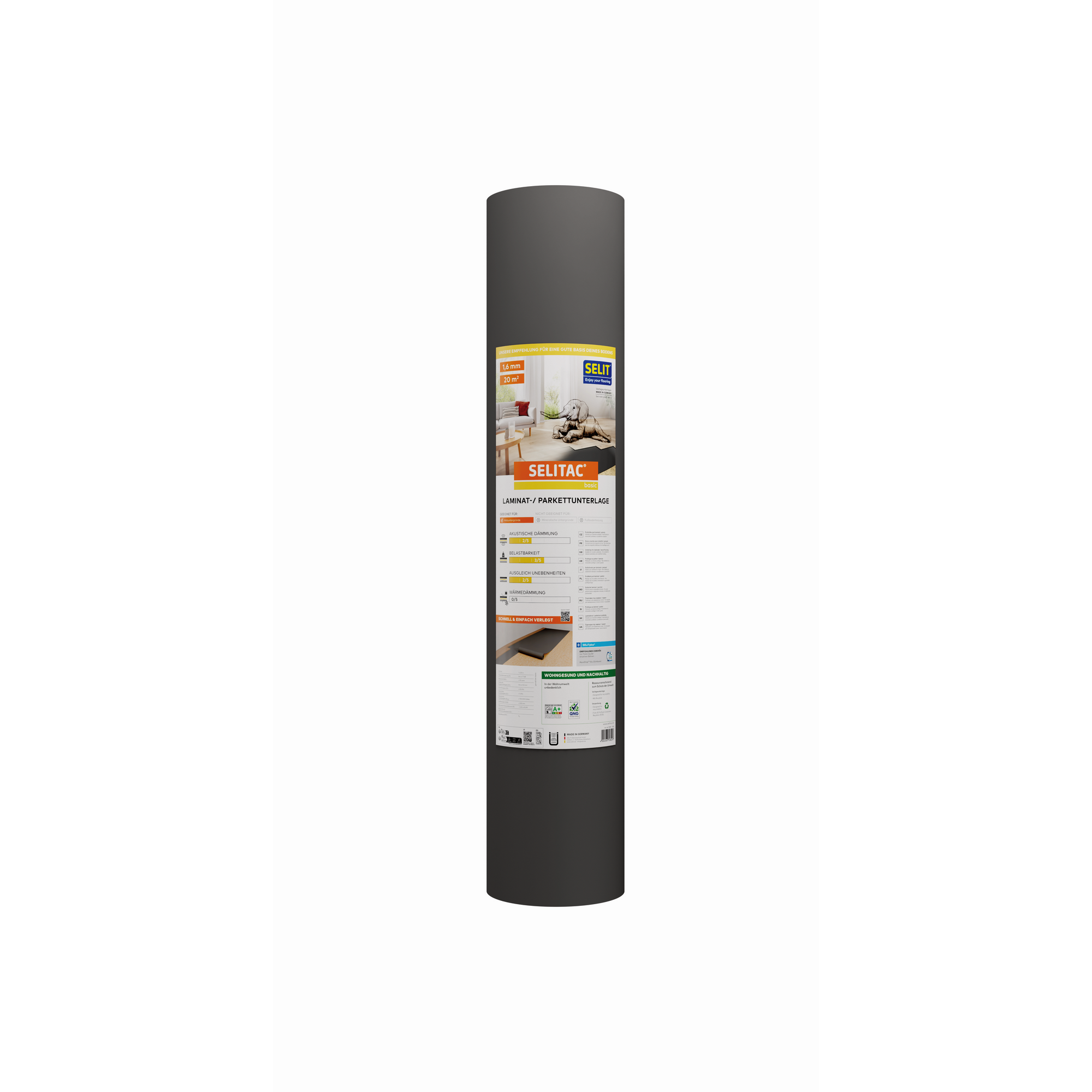 Selit Laminat-/ Parkettunterlage 'SELITAC basic' 1,6 mm, 1 x 20 m, 20 m²