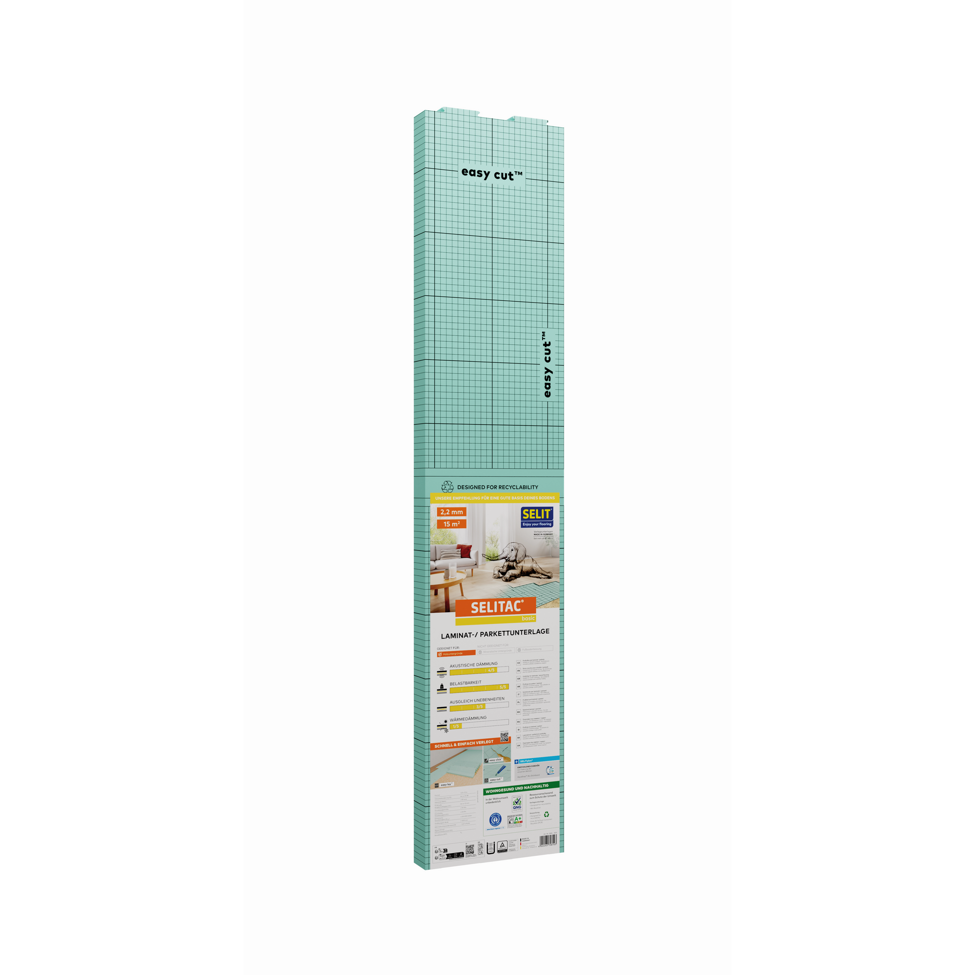 Selit Laminat-/ Parkettunterlage 'SELITAC basic' 2,2 mm, 1,25 x 12 m, 15 m²