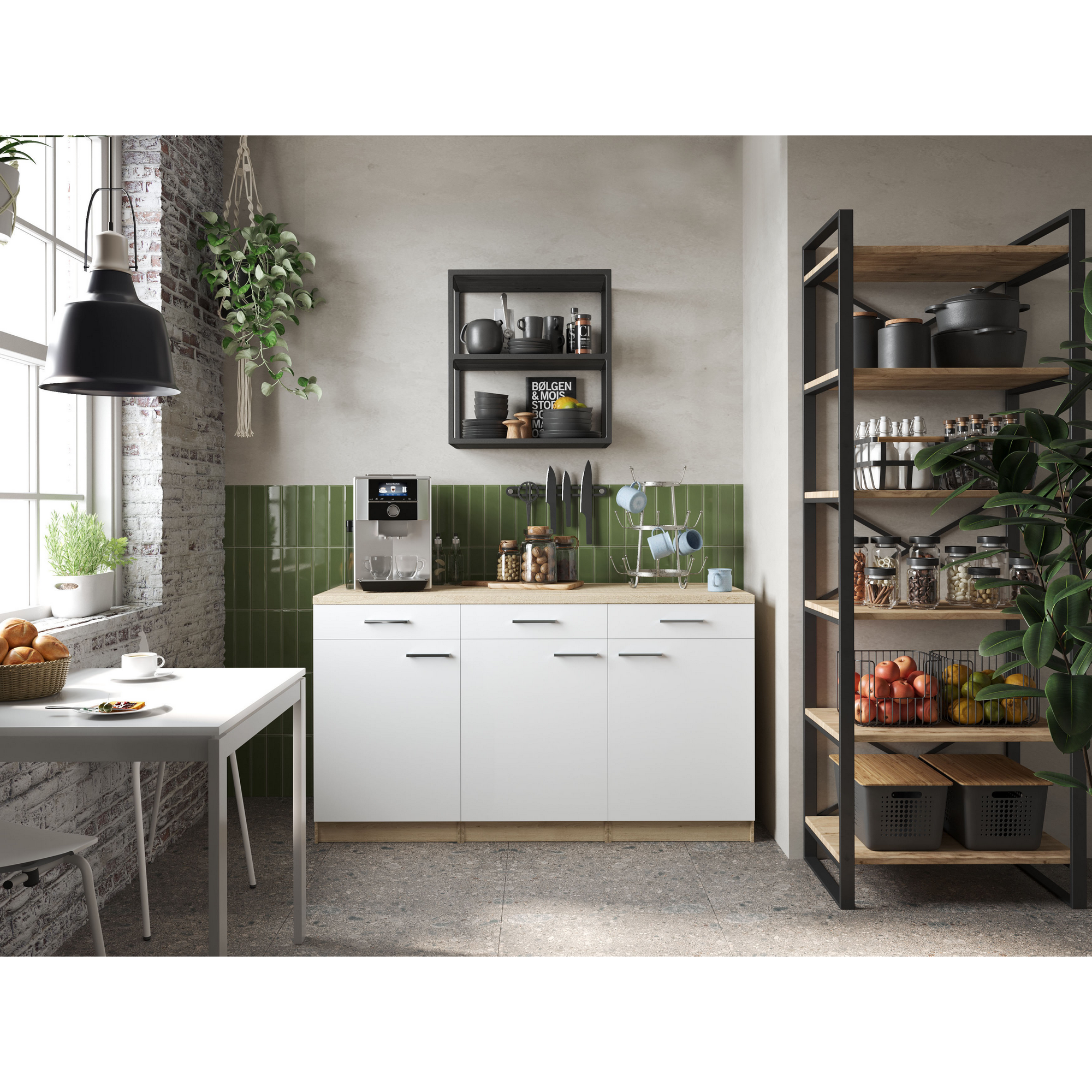 Respekta Küchenmöbel-Set 'Merle 13' weiß/eichefarben 150 x 60 x 85 cm