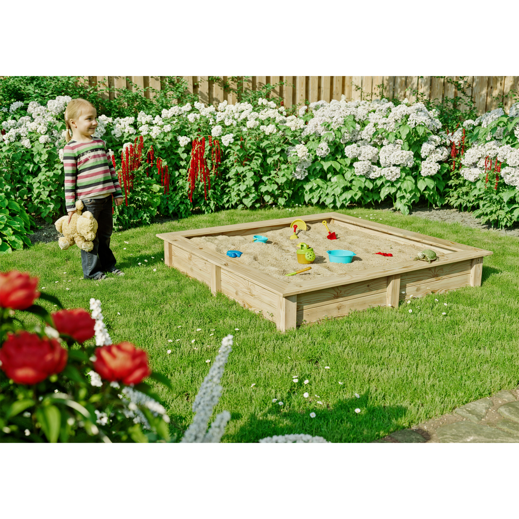 Kiehn-Holz Sandkasten Douglasie naturfarben 150 x 24 x 150 cm