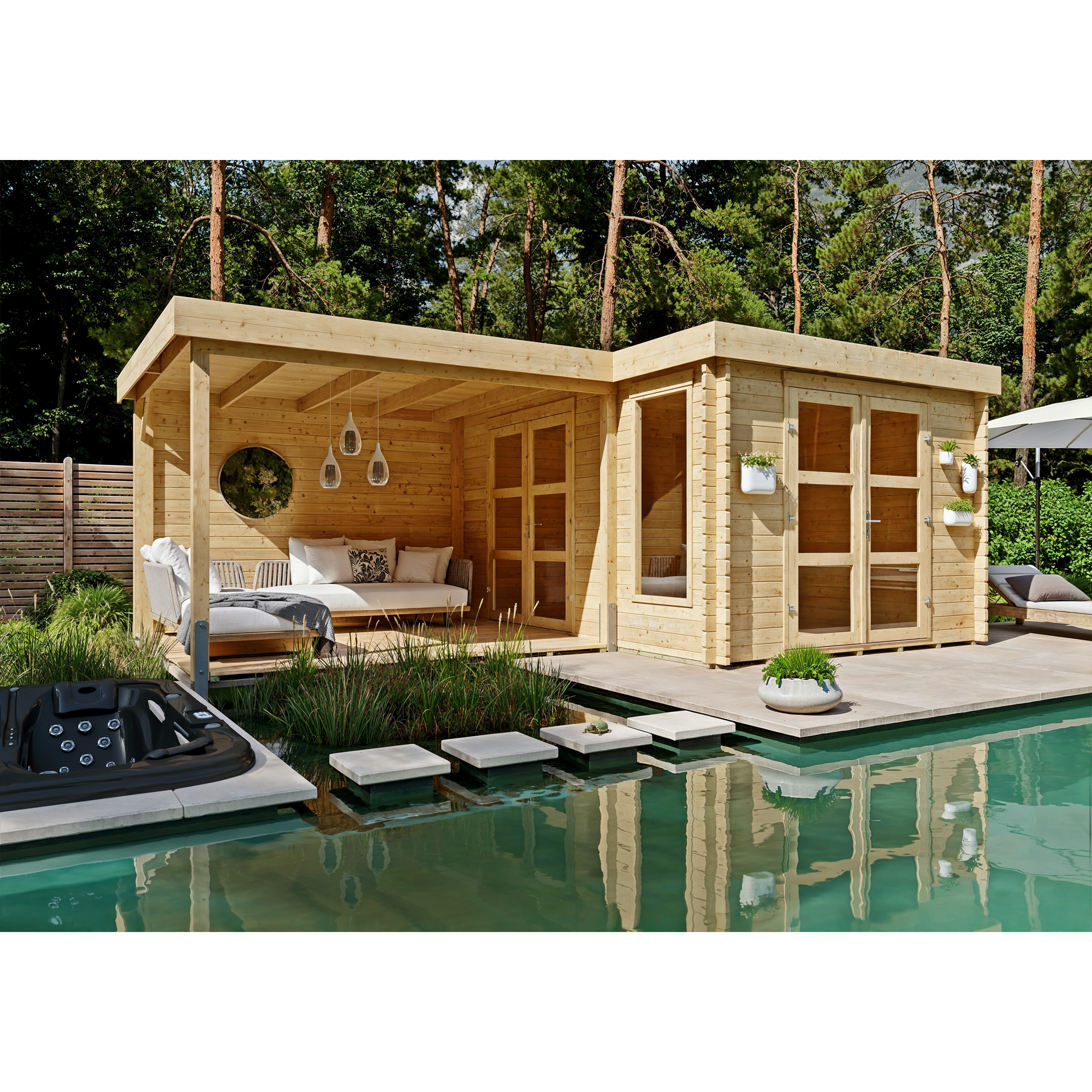 Kiehn-Holz Gartenhaus 'Heidelberg' Fichtenholz naturfarben 630 x 430 cm