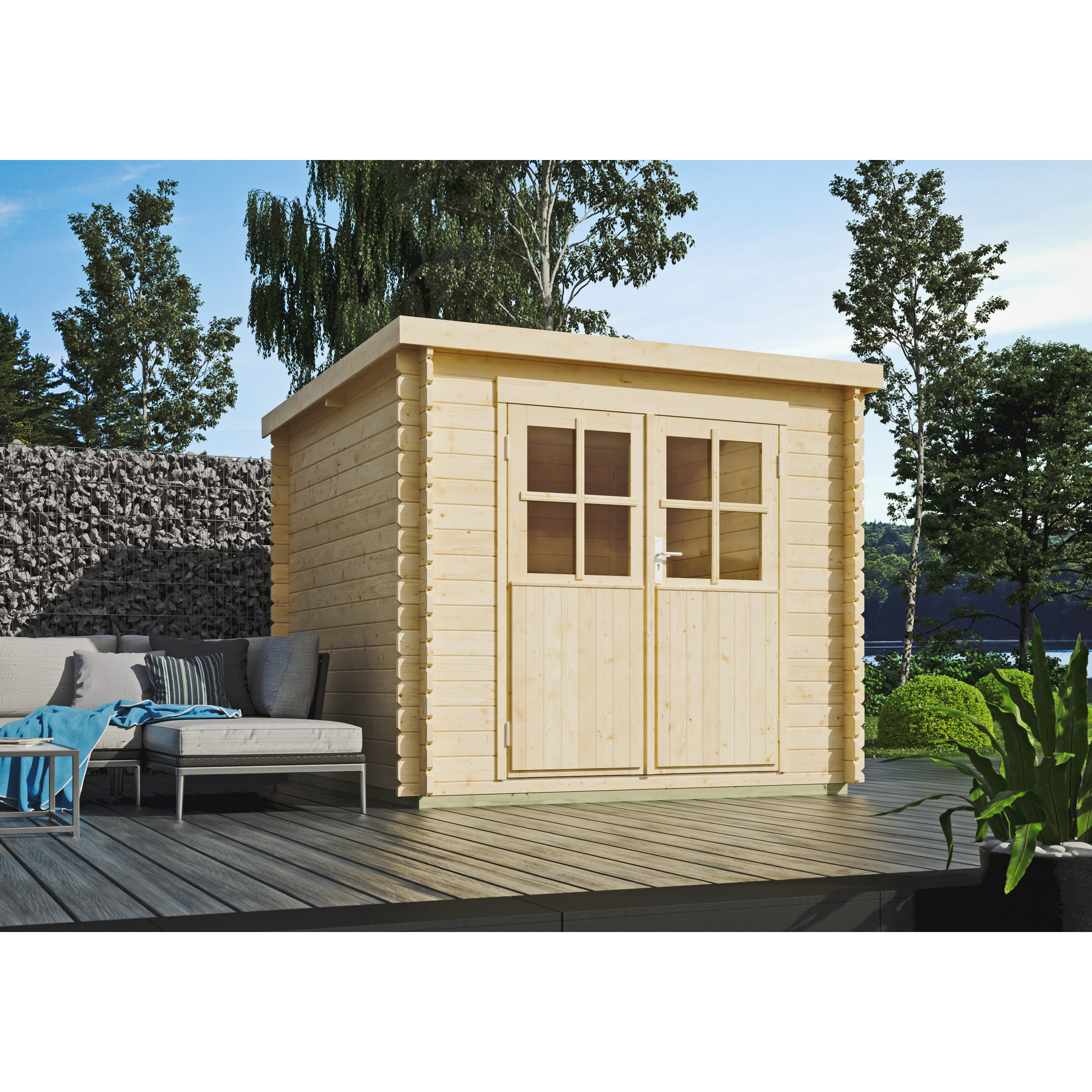 Kiehn-Holz Gartenhaus 'Regensburg' Fichtenholz naturfarben 230 x 230 cm