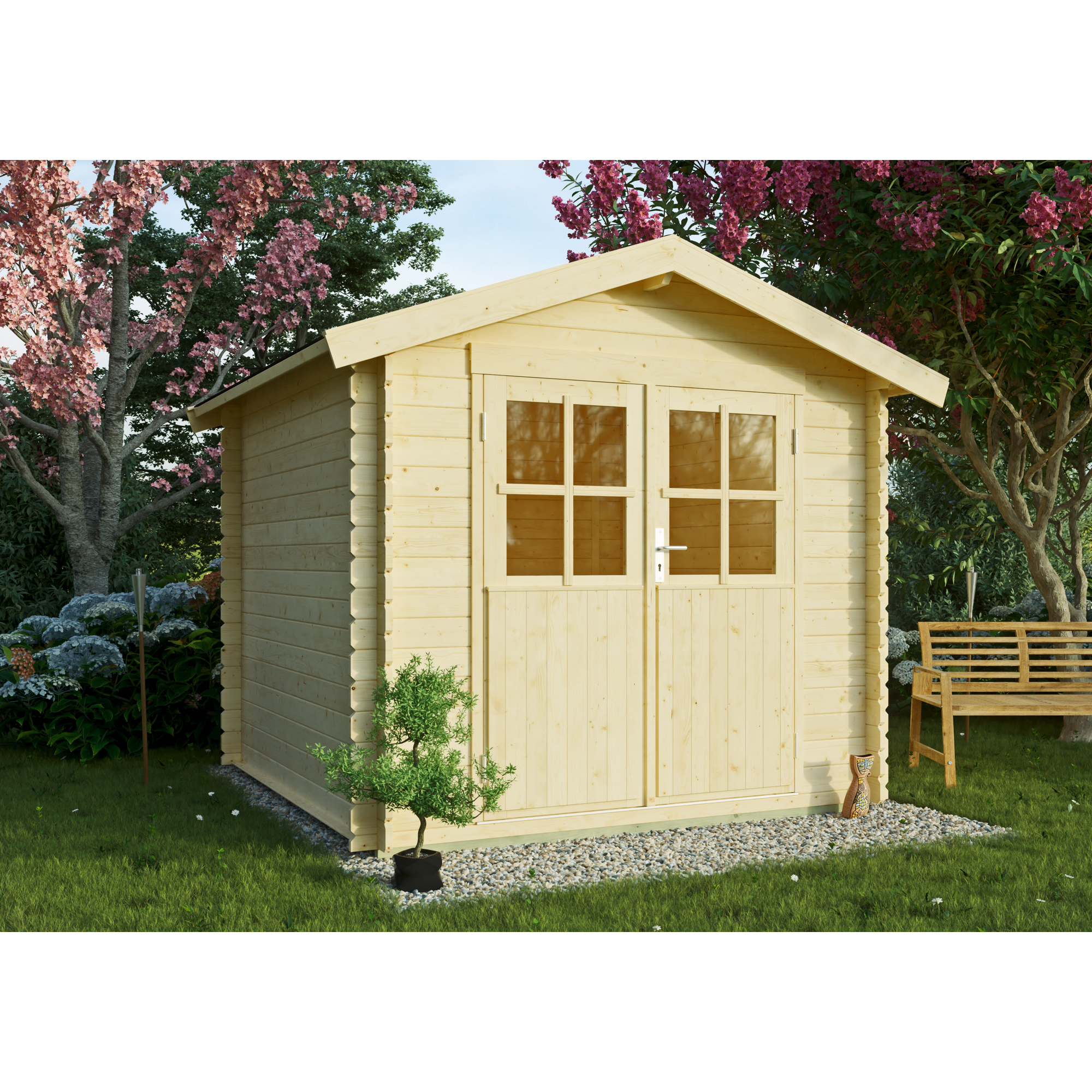 Kiehn-Holz Gartenhaus 'Bremen' Fichtenholz naturfarben 230 x 230 cm