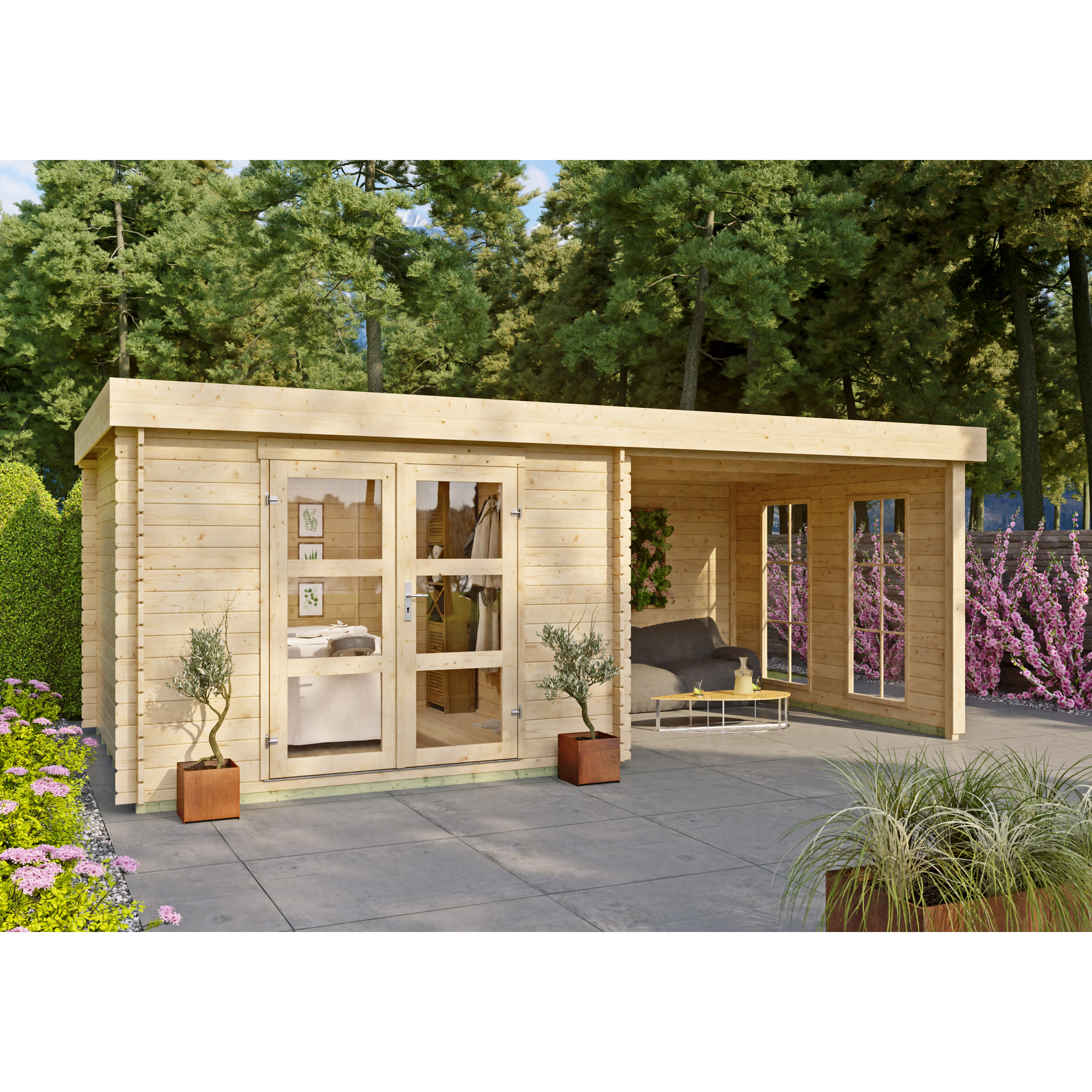 Kiehn-Holz Gartenhaus 'Potsdam' Fichtenholz naturfarben 560 x 280 cm