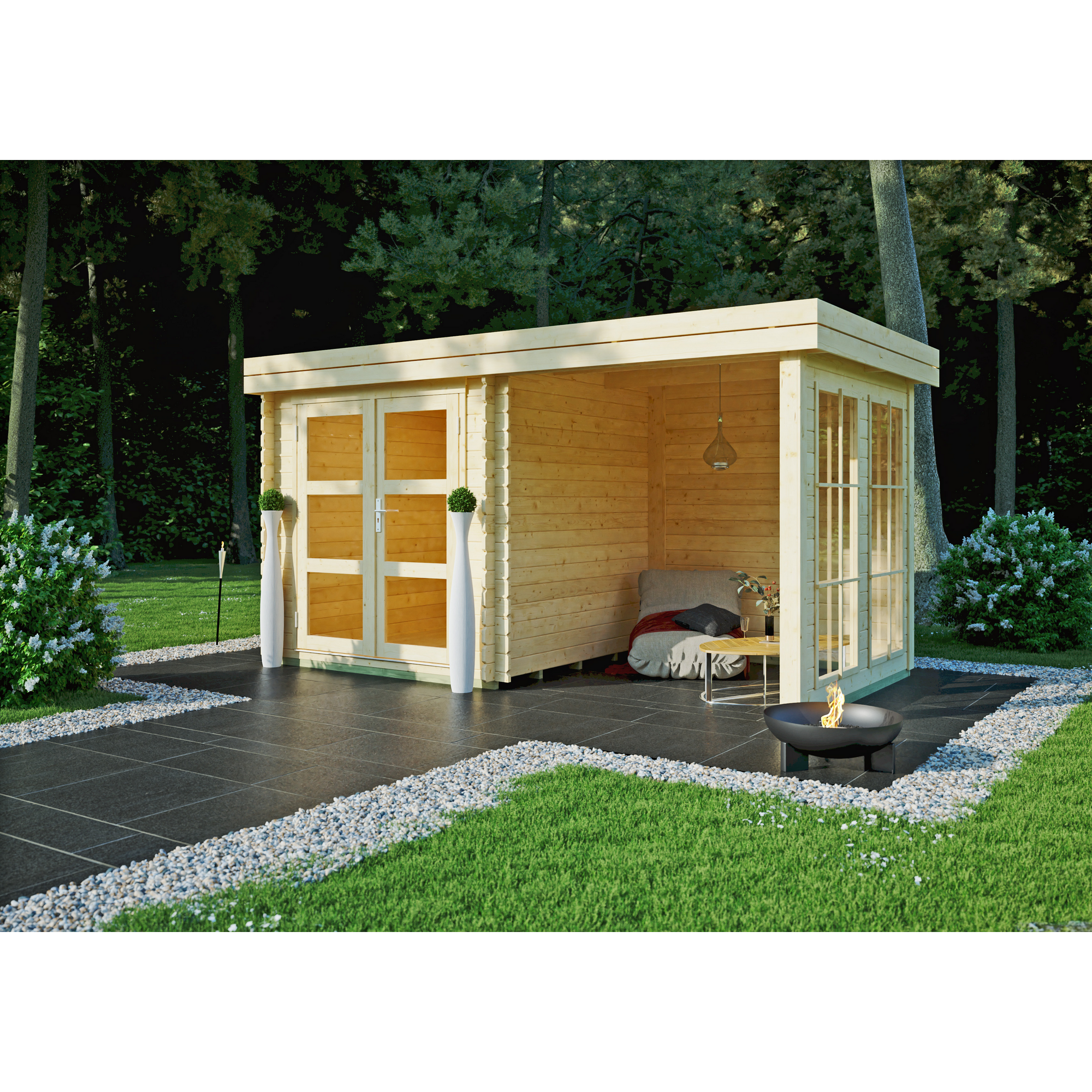 Kiehn-Holz Gartenhaus 'Erfurt' Fichtenholz naturfarben 400 x 200 cm
