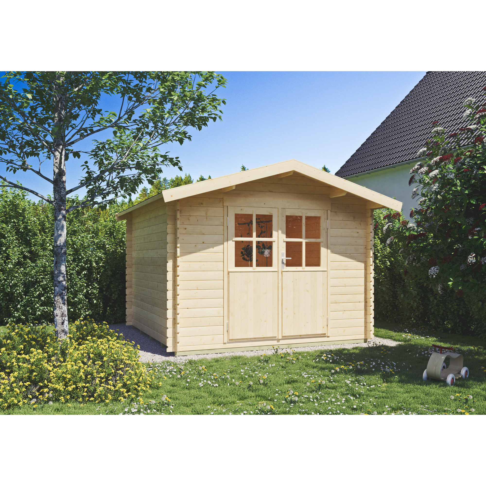 Kiehn-Holz Gartenhaus 'Leipzig' Fichtenholz naturfarben 280 x 280 cm