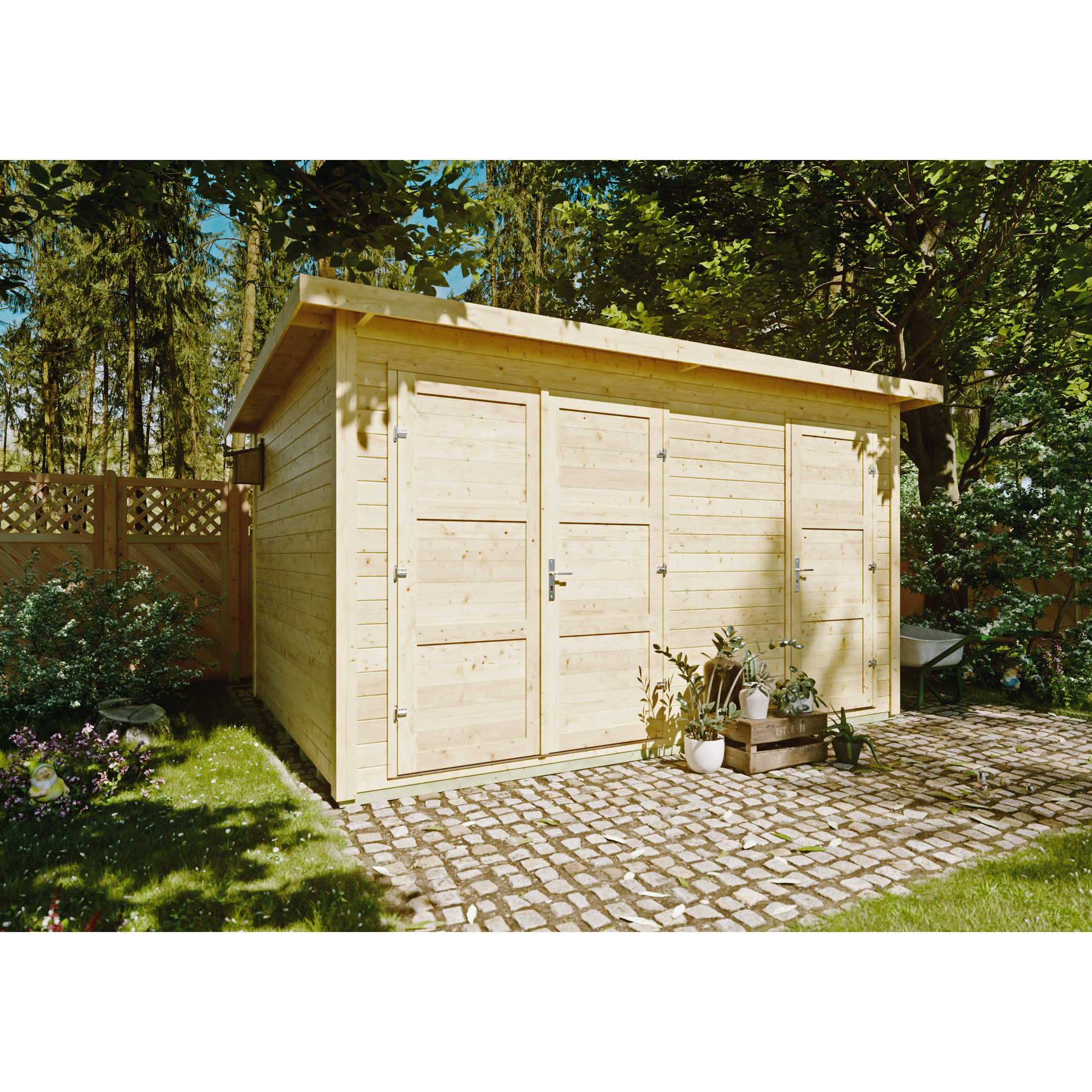 Kiehn-Holz Gartenhaus 'Kassel' Fichtenholz naturfarben 400 x 300 cm