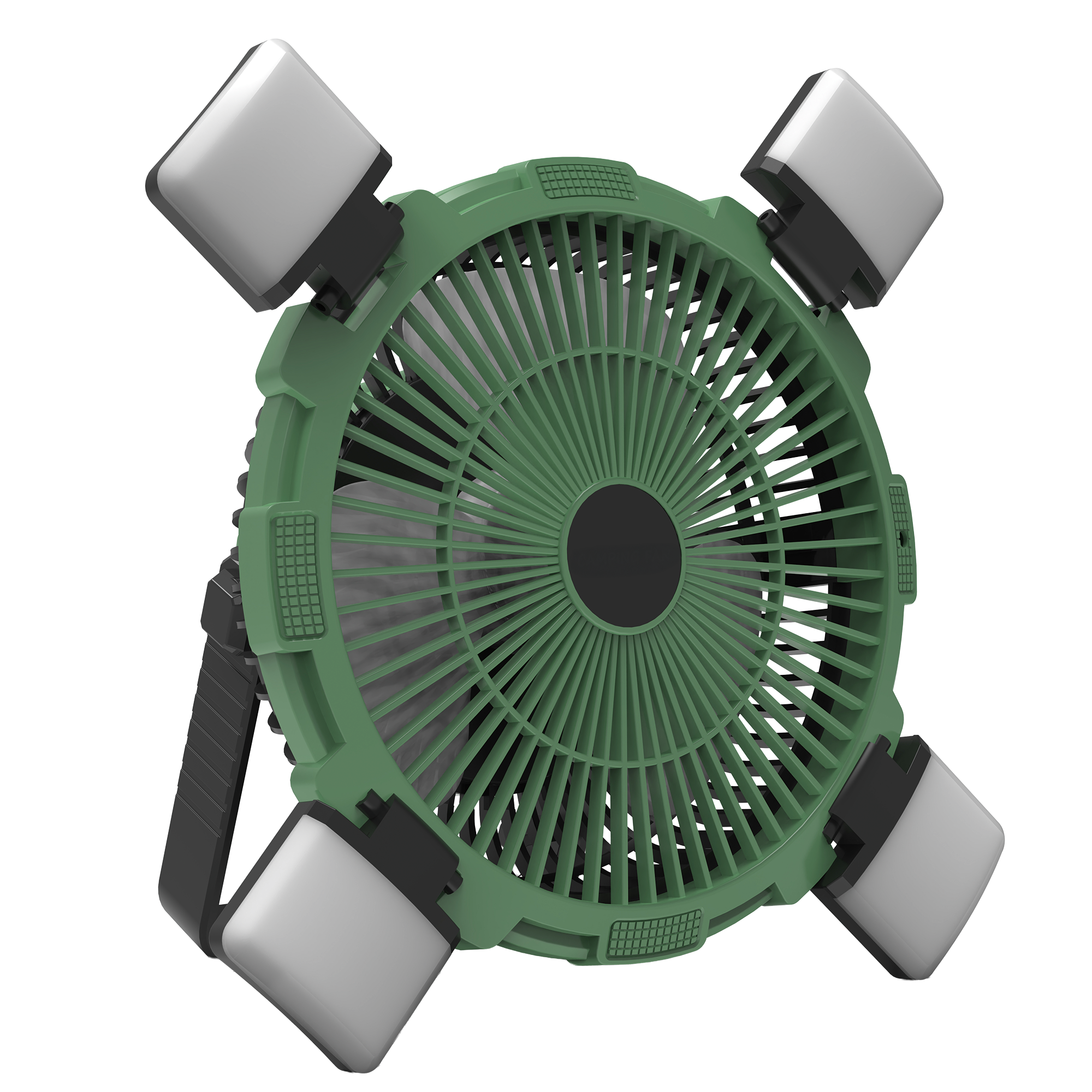 toom Camping-Ventilator grün mit LED-Licht und Fernbedienung Ø 21,5 cm