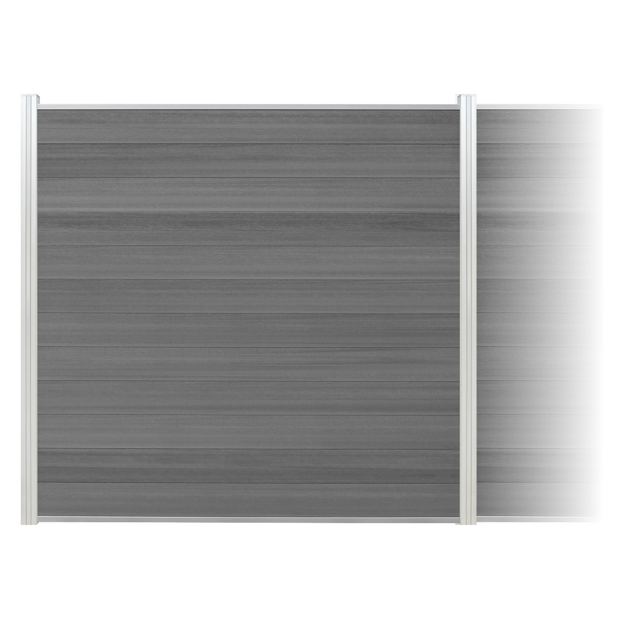 elephant Zaun-Komplettset 'Roma Line' WPC grau mit Pfosten eloxiert zum Aufschrauben 751 x 180 cm