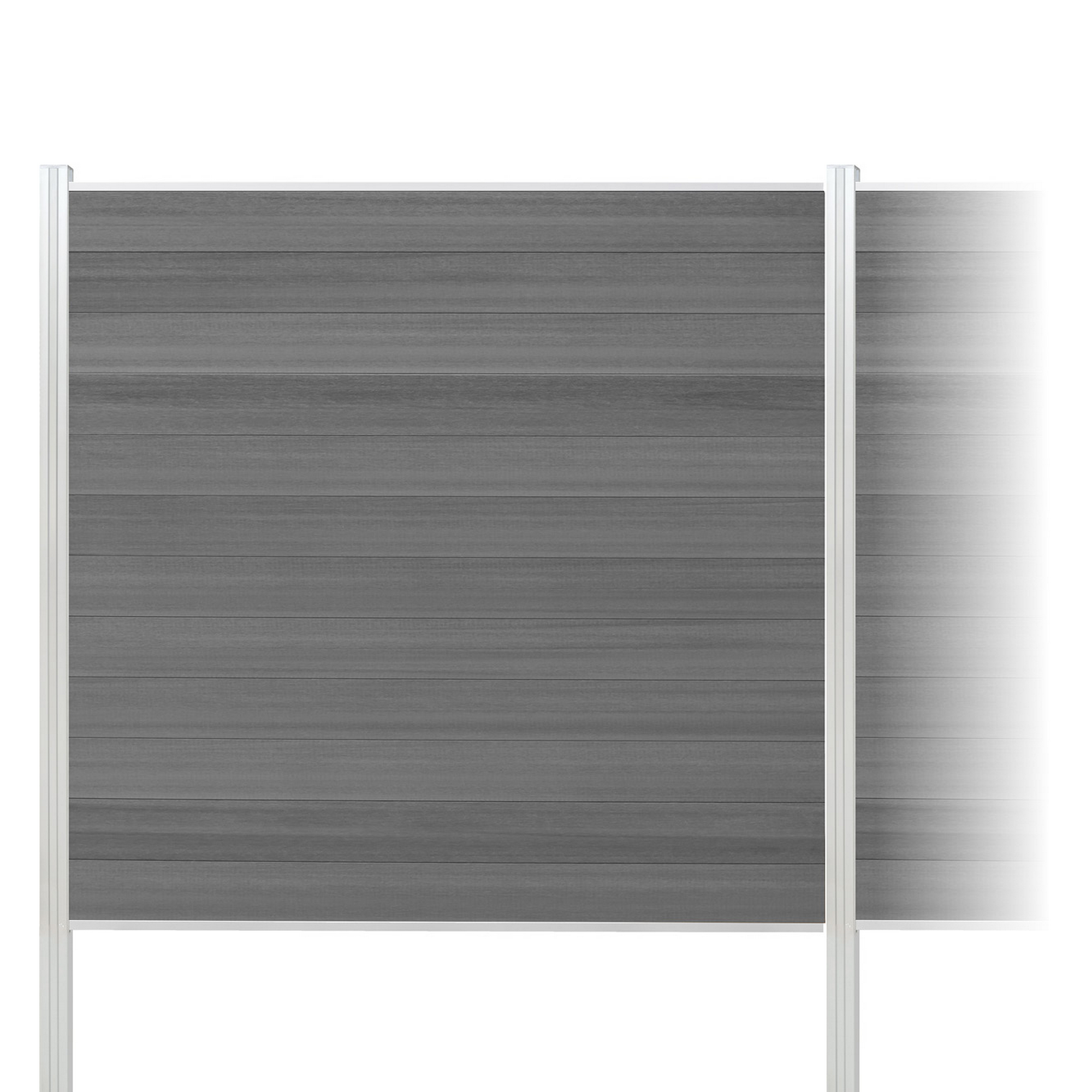 elephant Zaun-Komplettset 'Roma Line' WPC grau mit Pfosten eloxiert zum Einbetonieren 565 x 180 cm