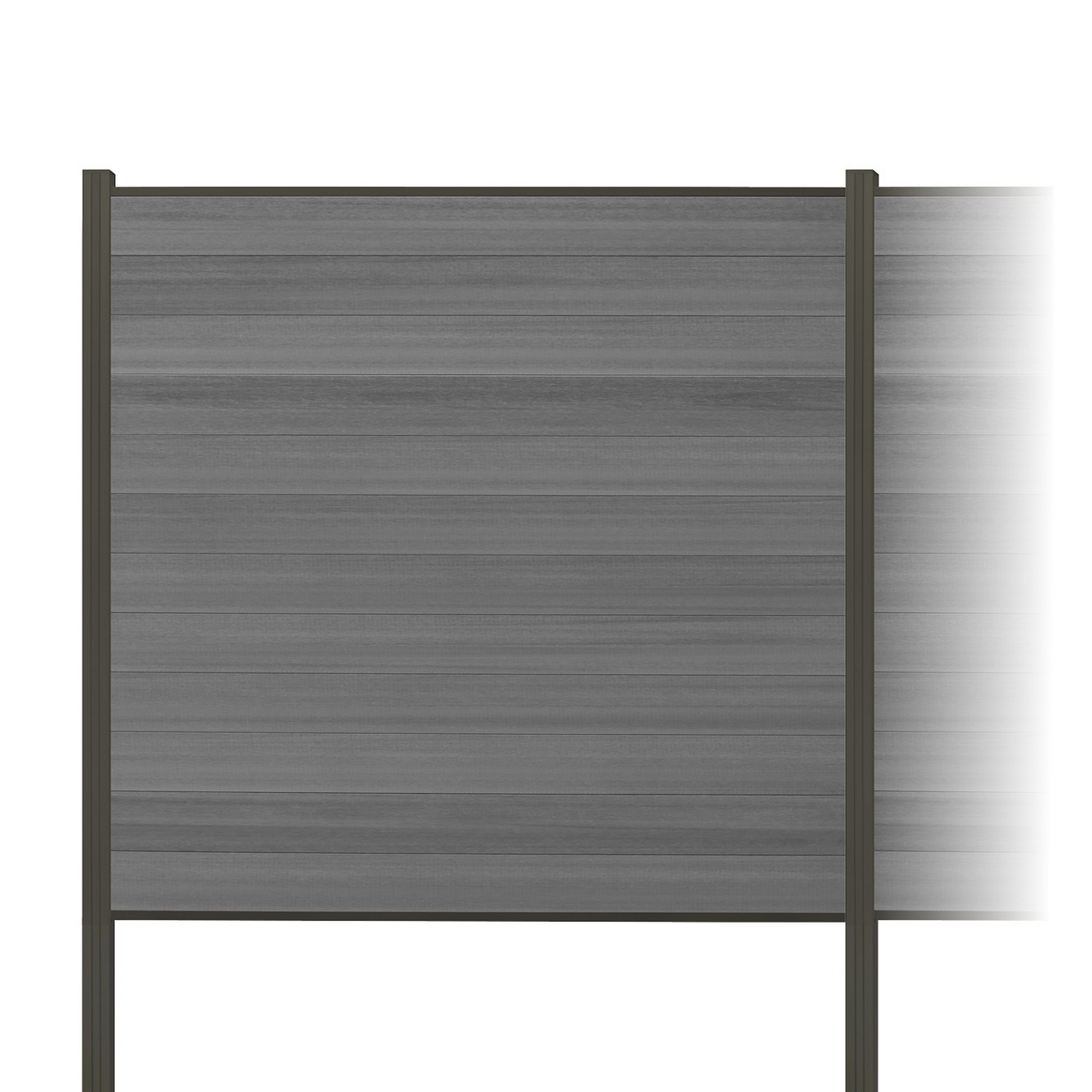 elephant Zaun-Komplettset 'Roma Line' WPC grau mit Pfosten anthrazit zum Einbetonieren 565 x 180 cm