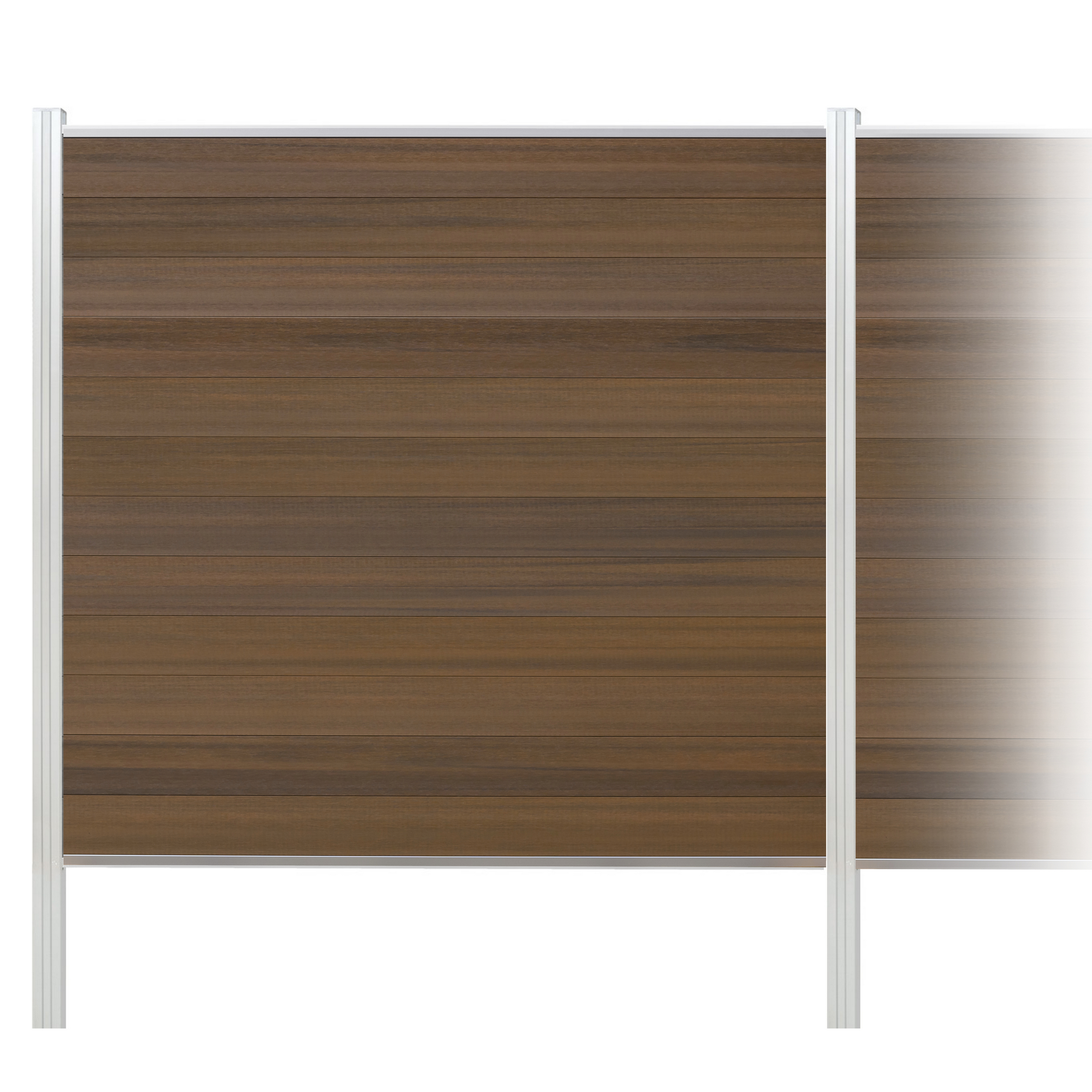 elephant Zaun-Komplettset 'Roma Line' WPC teak mit Pfosten eloxiert zum Einbetonieren 939 x 180 cm