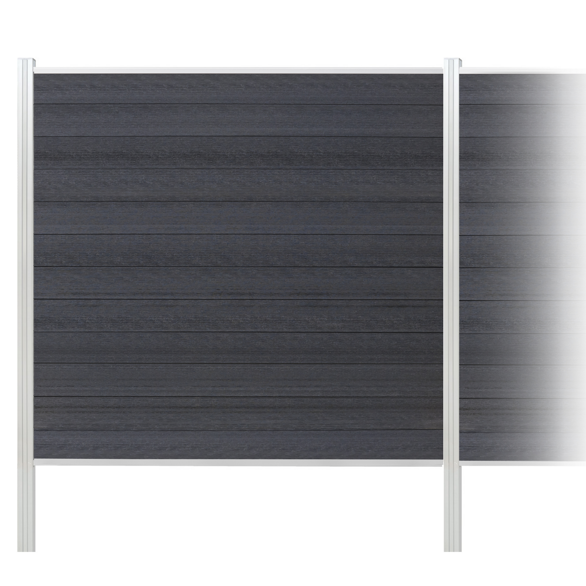 elephant Zaun-Komplettset 'Roma Line' WPC anthrazit mit Pfosten eloxiert zum Einbetonieren 565 x 180 cm