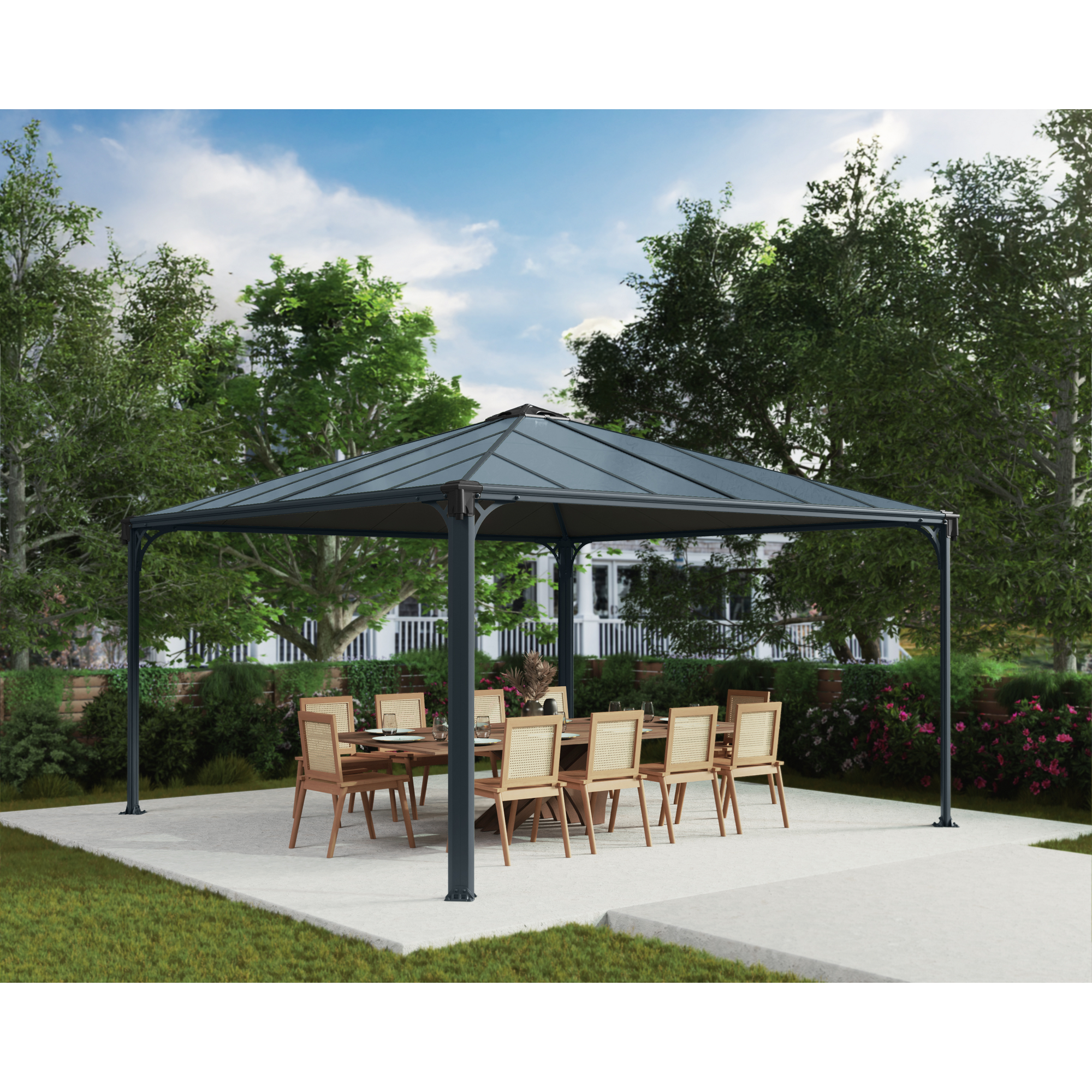 Palram-Canopia Pavillon 'Palermo' anthrazit 429 x 429 cm Polycarbonat grau