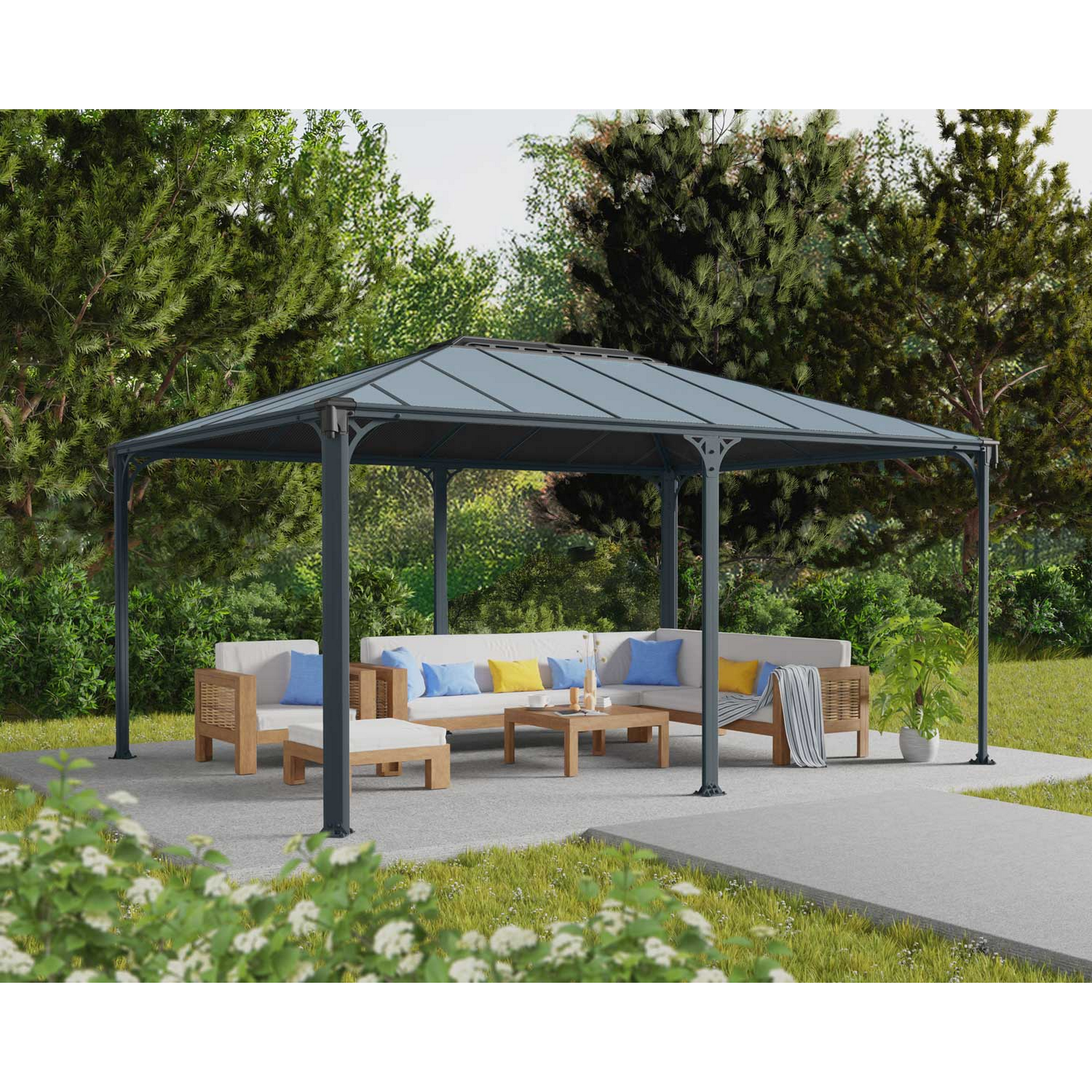 Palram-Canopia Pavillon 'Martinique' anthrazit 359 x 493 cm Polycarbonat grau
