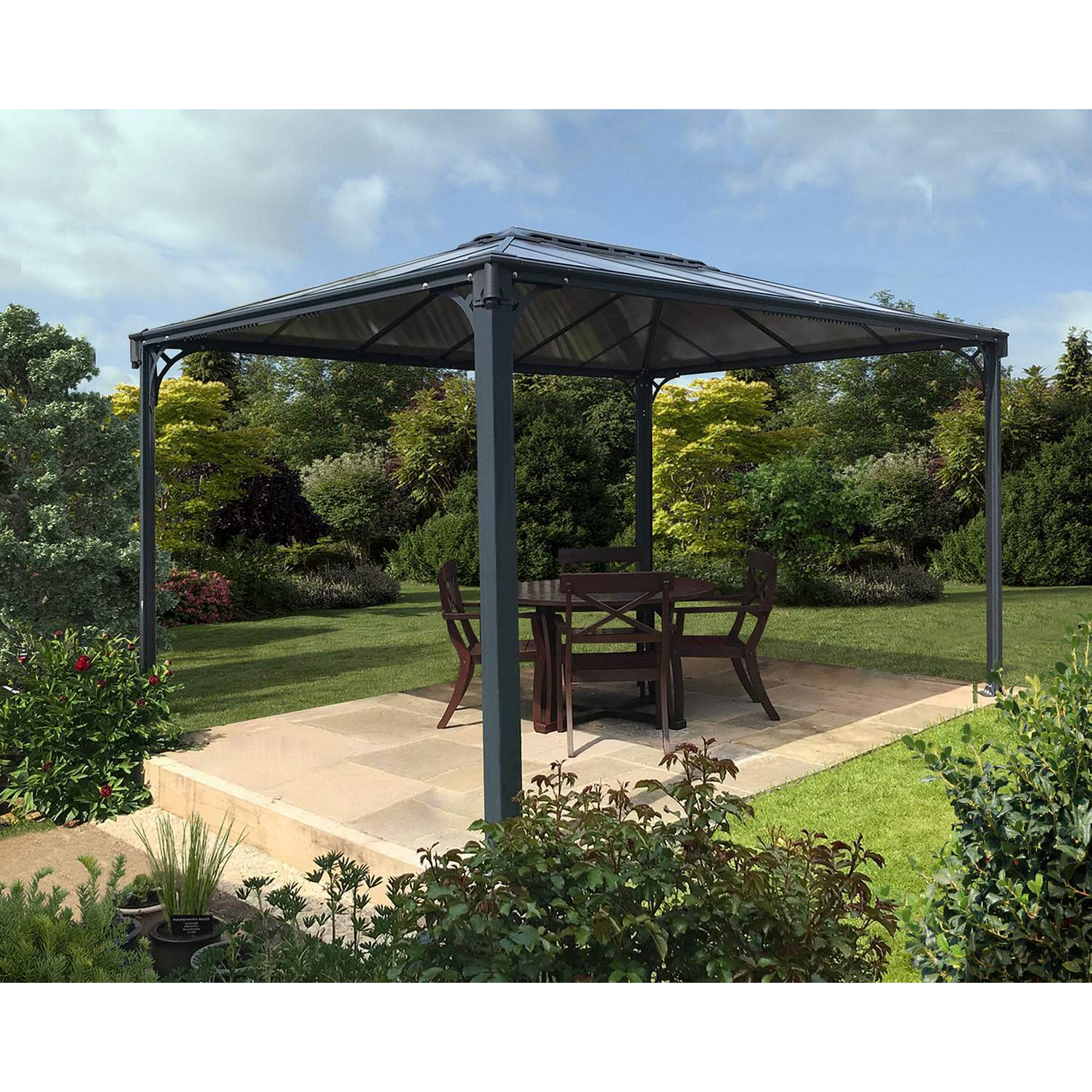 Palram-Canopia Pavillon 'Martinique' anthrazit 296 x 430 cm Polycarbonat grau