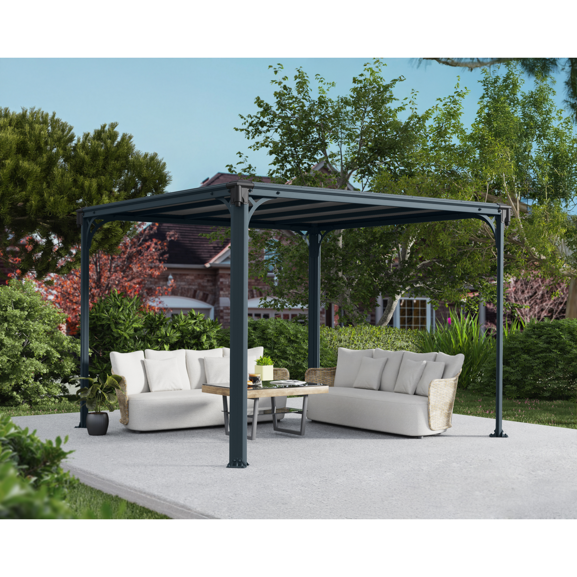 Palram-Canopia Pavillon 'Milano' anthrazit 309 x 309 cm Polycarbonat grau