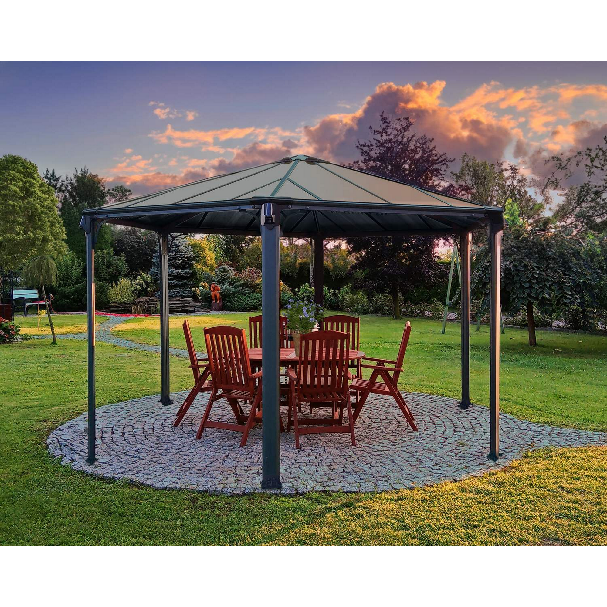 Palram-Canopia Pavillon 'Monaco' anthrazit 390 x 450 cm Polycarbonat grau