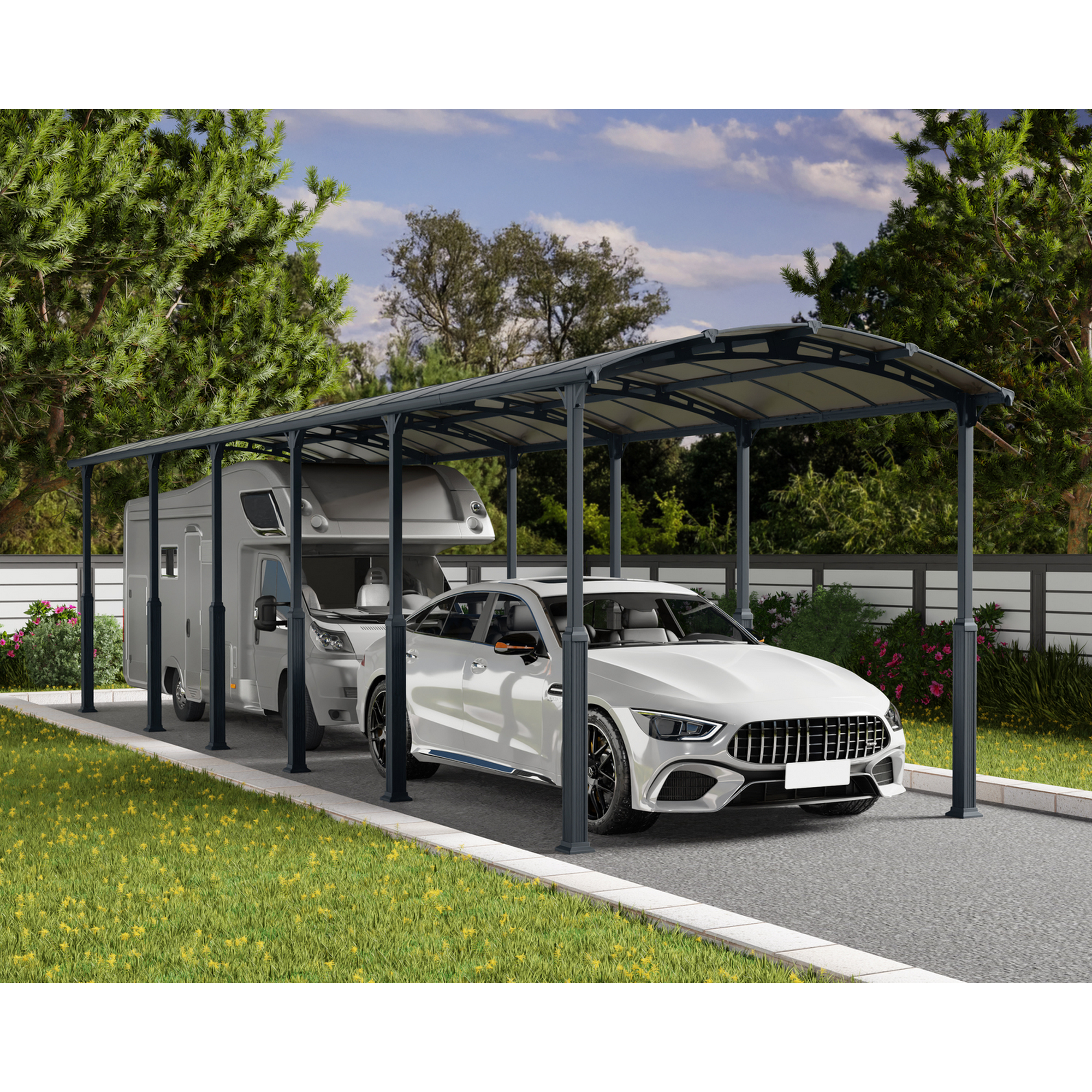 Palram-Canopia Caravan-Carport 'Alpine' anthrazit 359 x 1290 cm Polycarbonat grau