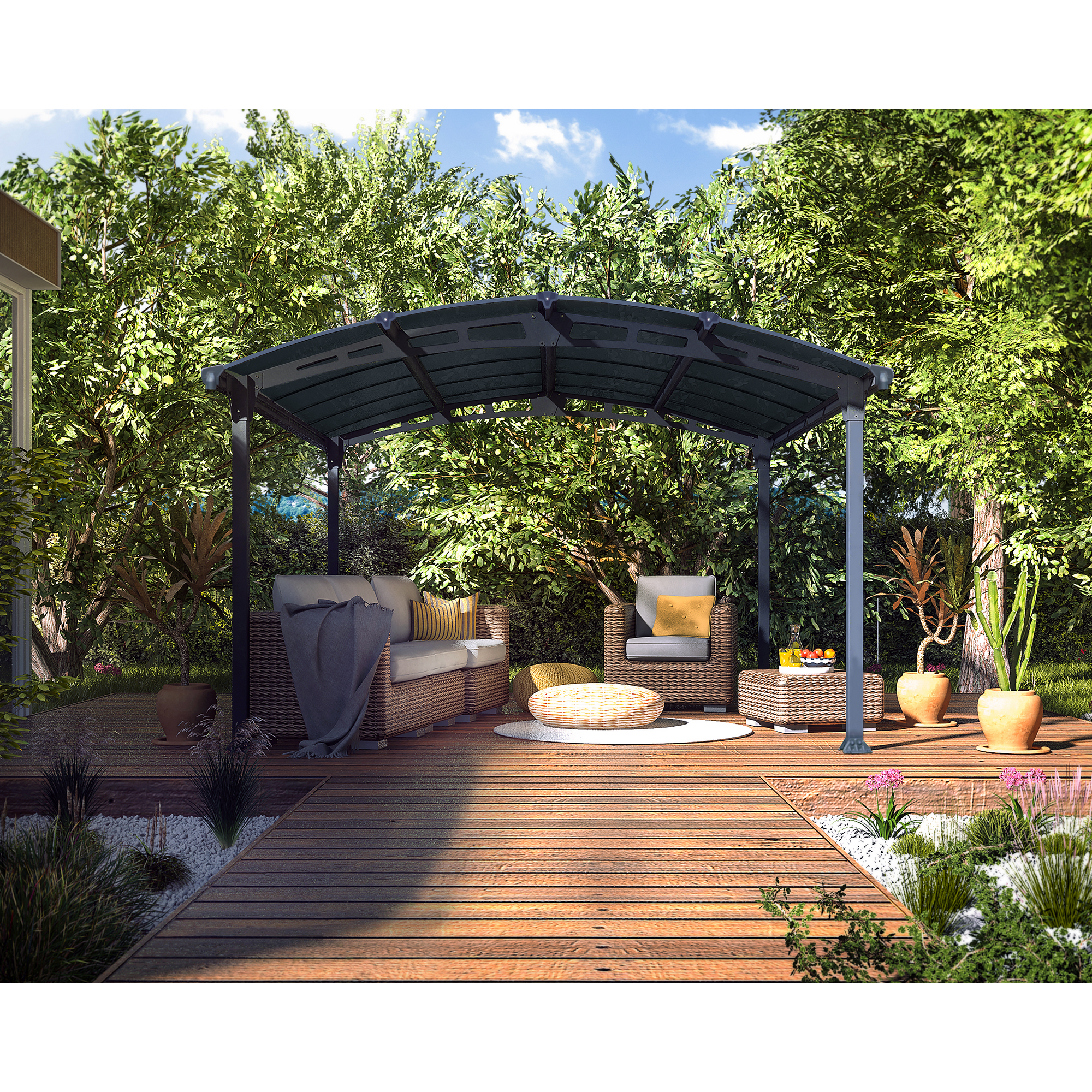 Palram-Canopia Pavillon 'Tucson' anthrazit 359 x 435 cm Polycarbonat grau