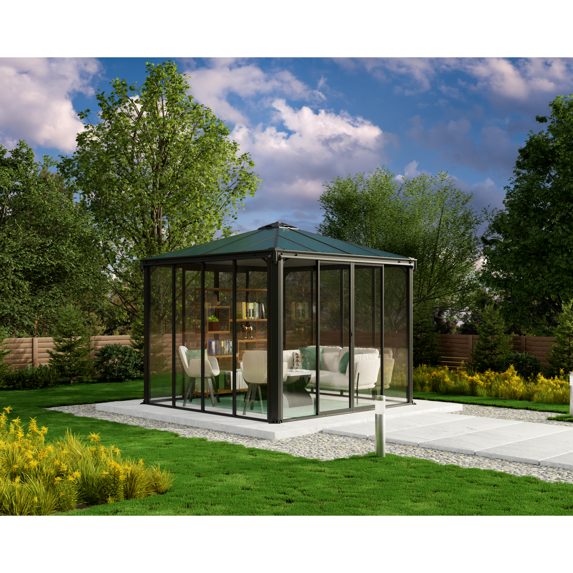 Palram-Canopia Pavillon 'Ledro' geschlossen anthrazit 295 x 295 cm Polycarbonat grau