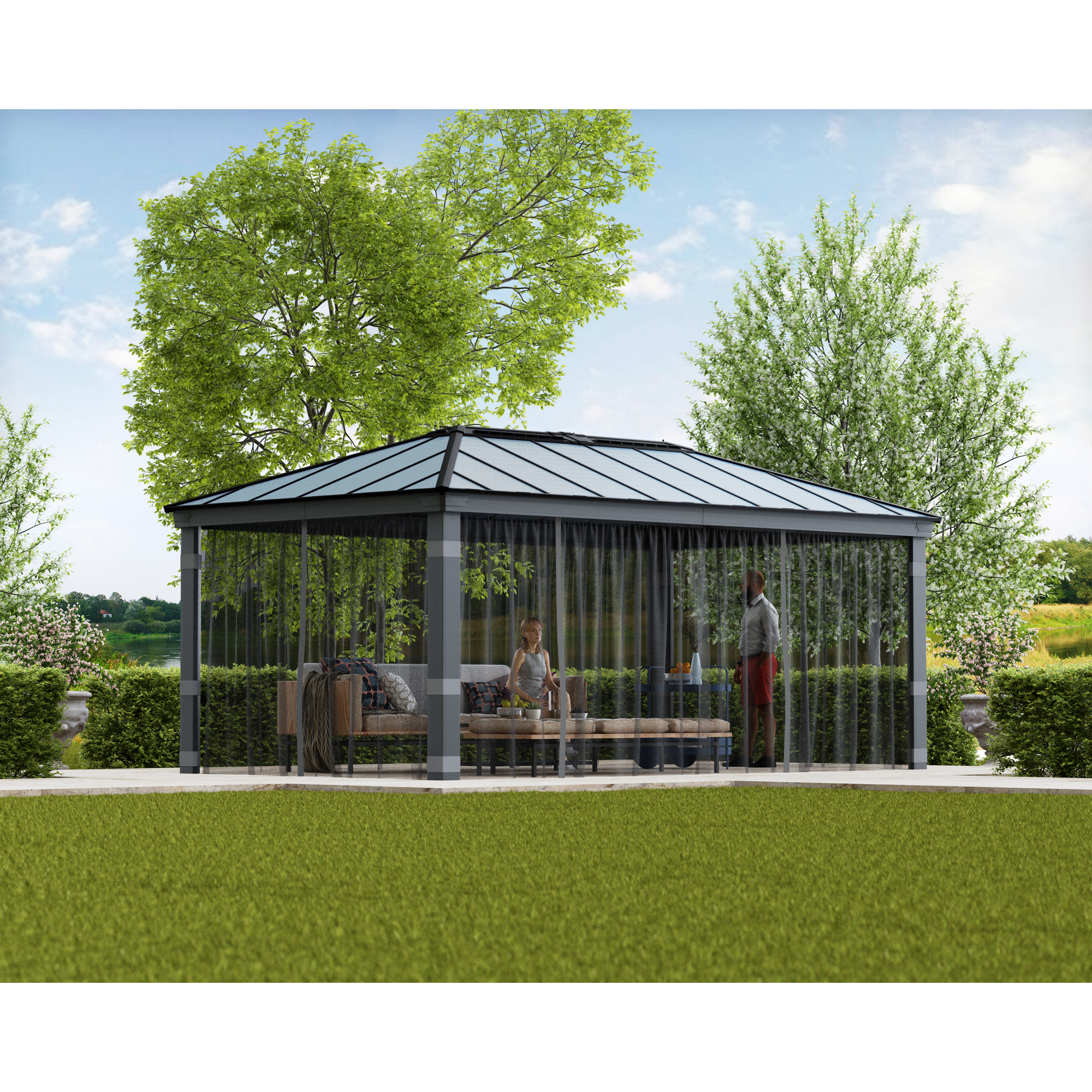 Palram-Canopia Insektenschutznetz dunkelgrau für Pavillon Dallas 3,6 x 6 m