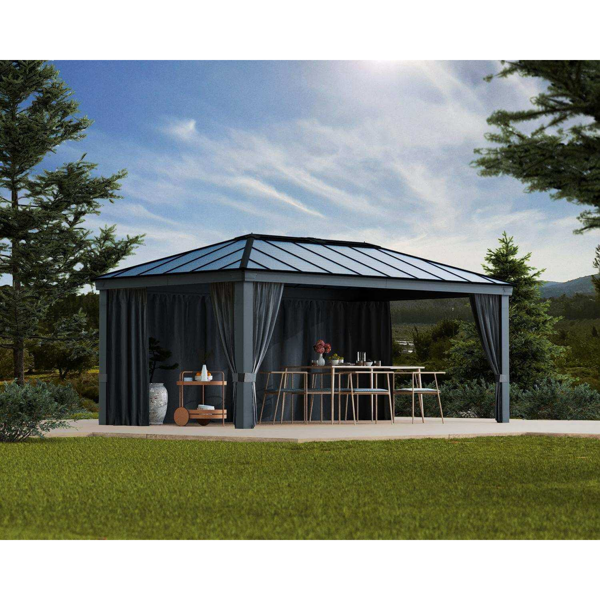 Palram-Canopia Vorhang-Set dunkelgrau für Pavillon Dallas 4,2 x 4,2 m