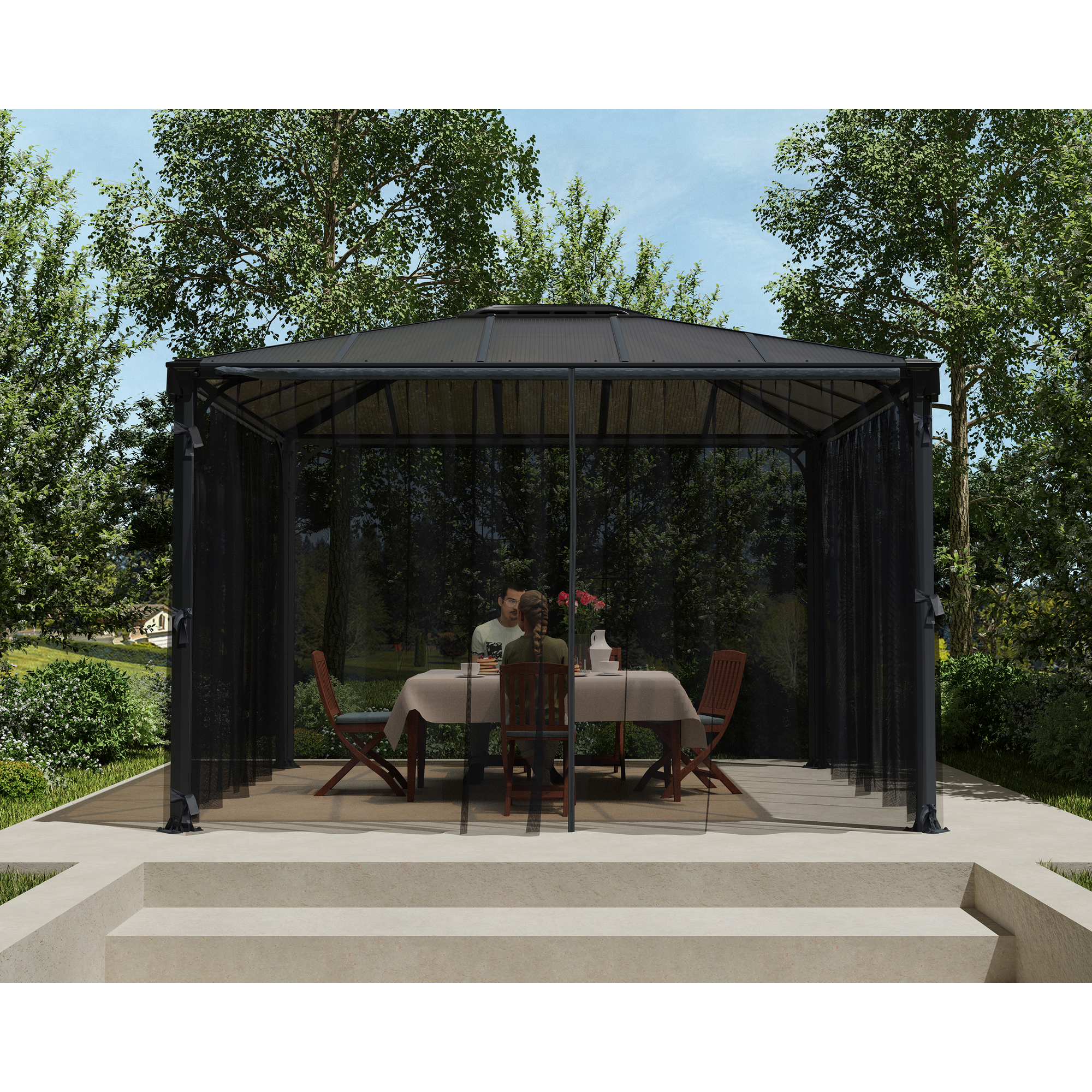 Palram-Canopia Insektenschutznetz dunkelgrau für Pavillon Dallas 4 x 2,17 m