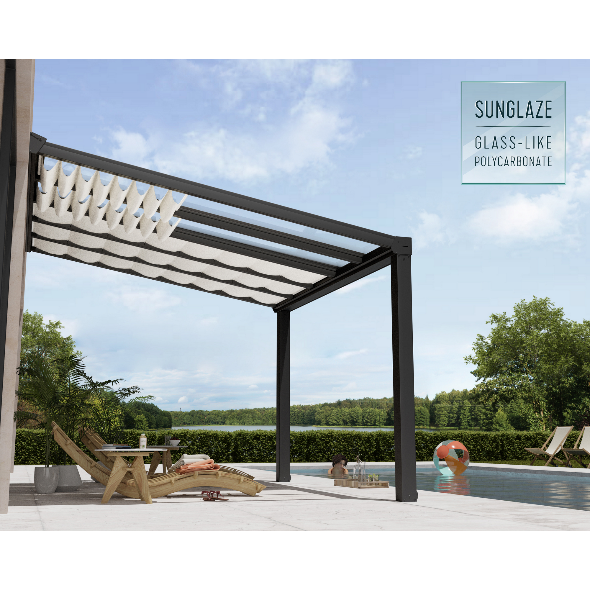 Palram-Canopia Sonnensegel für Terrassenüberdachung 'Stockholm' 325 x 64,5 cm 5 Stück