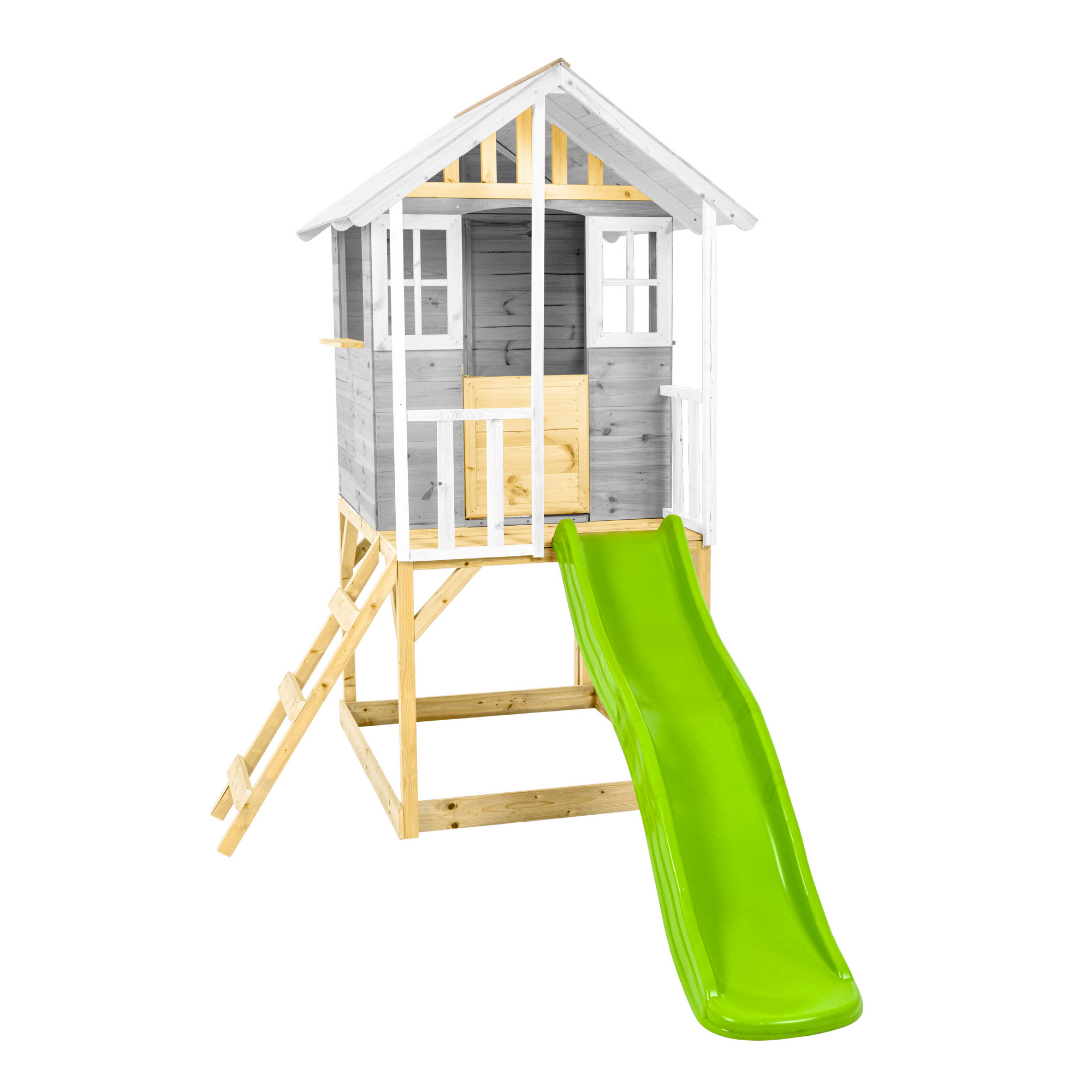 Spielhaus 'Valli 1' grau/weiß mit Rutsche 270 x 148 x 224 cm