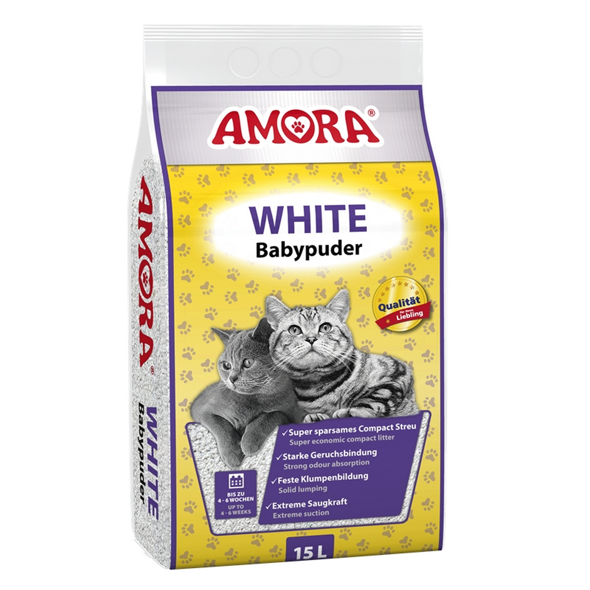 Amora Katzenstreu 'White Compact mit Babypuder' 15 l