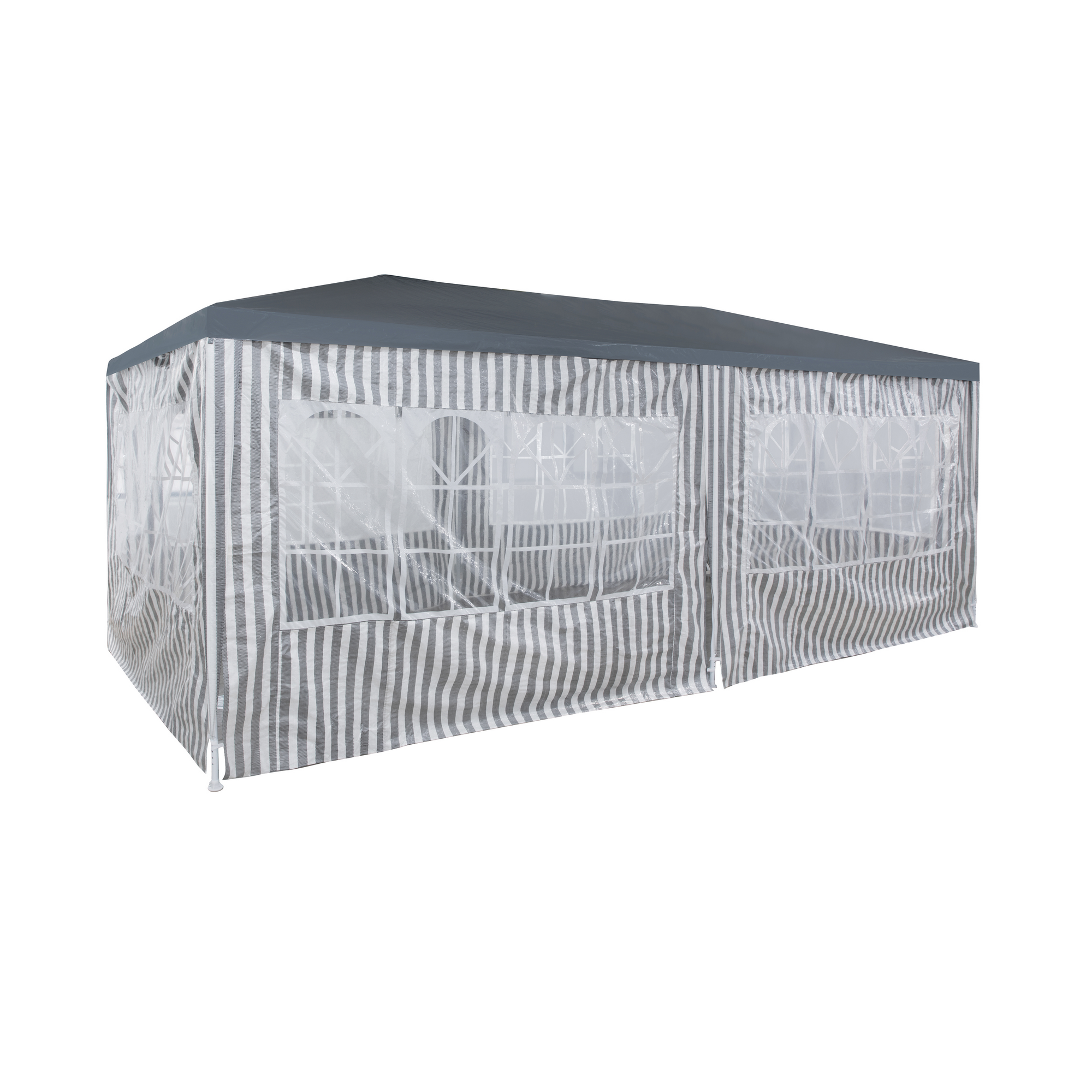 Pavillon grau/weiß gestreift 295 x 590 cm