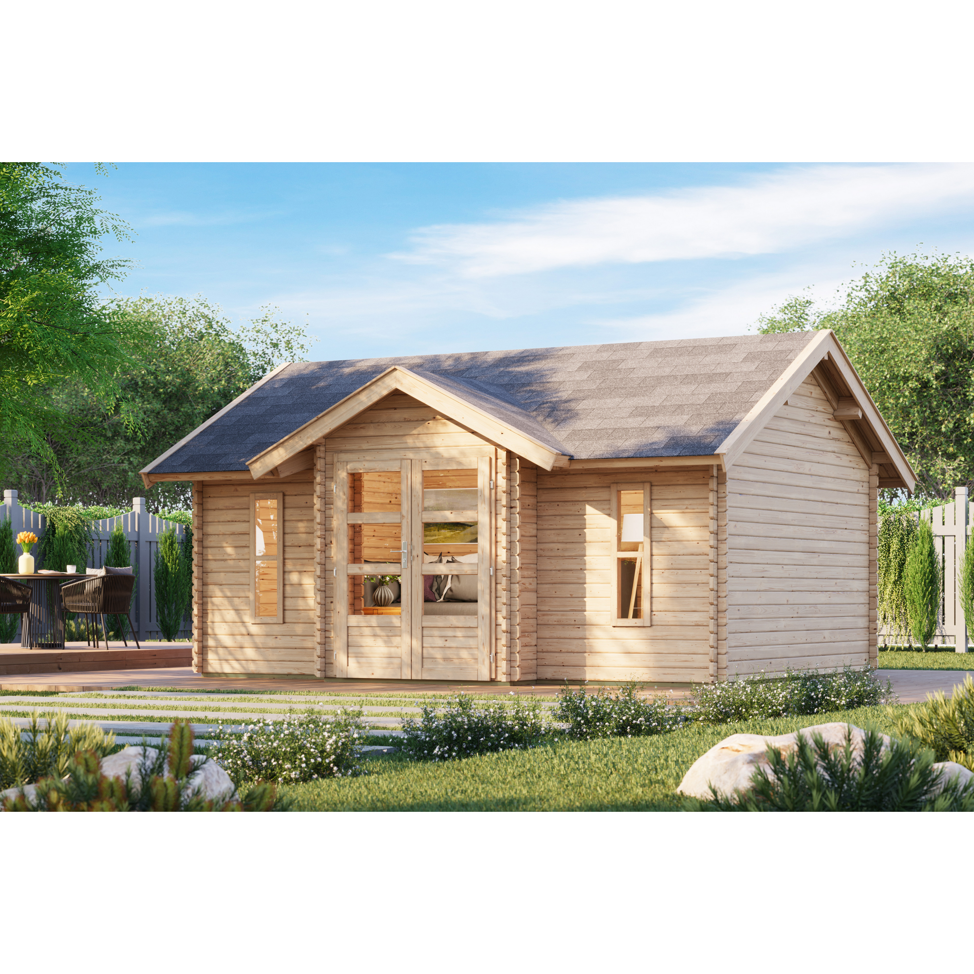Karibu Gartenhaus 'Braband' Fichtenholz ohne Boden naturbelassen 507 x 293 x 401 cm