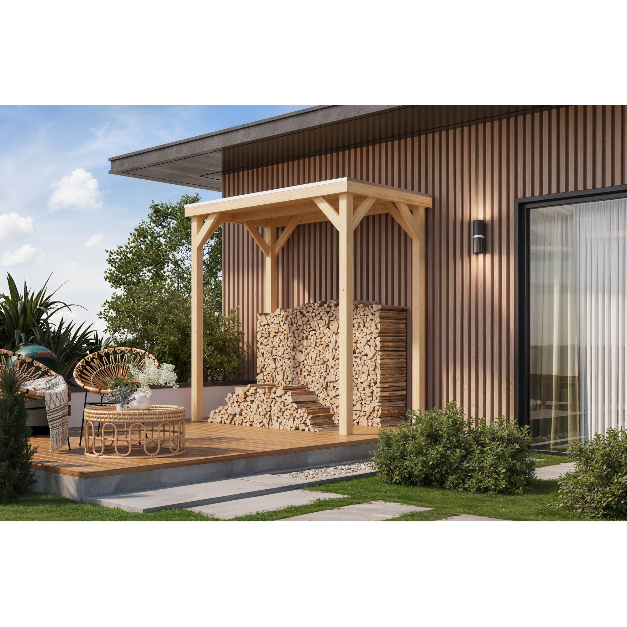Karibu Pavillon 'Baros halb' naturbelassen 242 x 243 x 135,5 cm