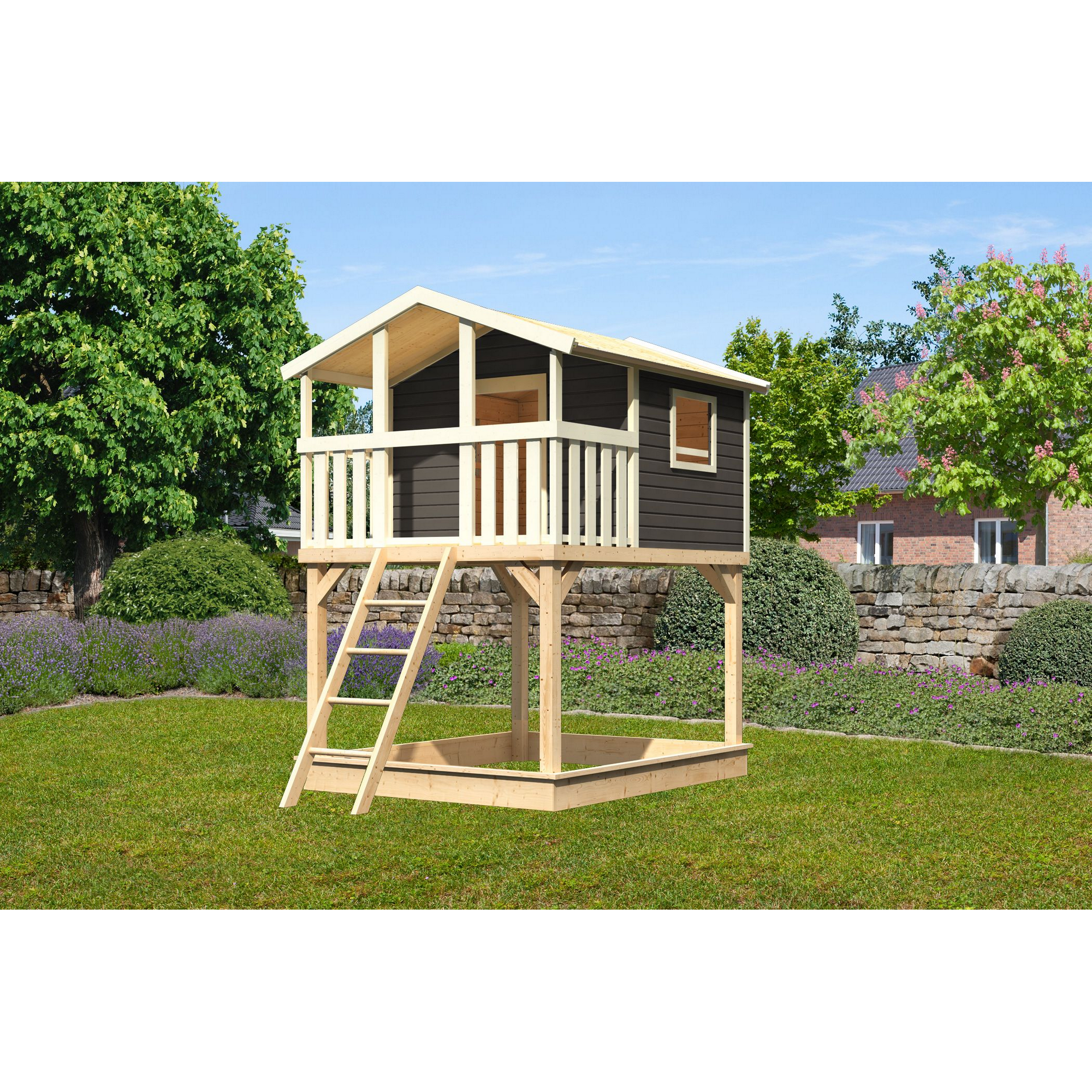 Karibu Stelzenhaus 'Ciana' terragrau 198 x 244 x 309 cm