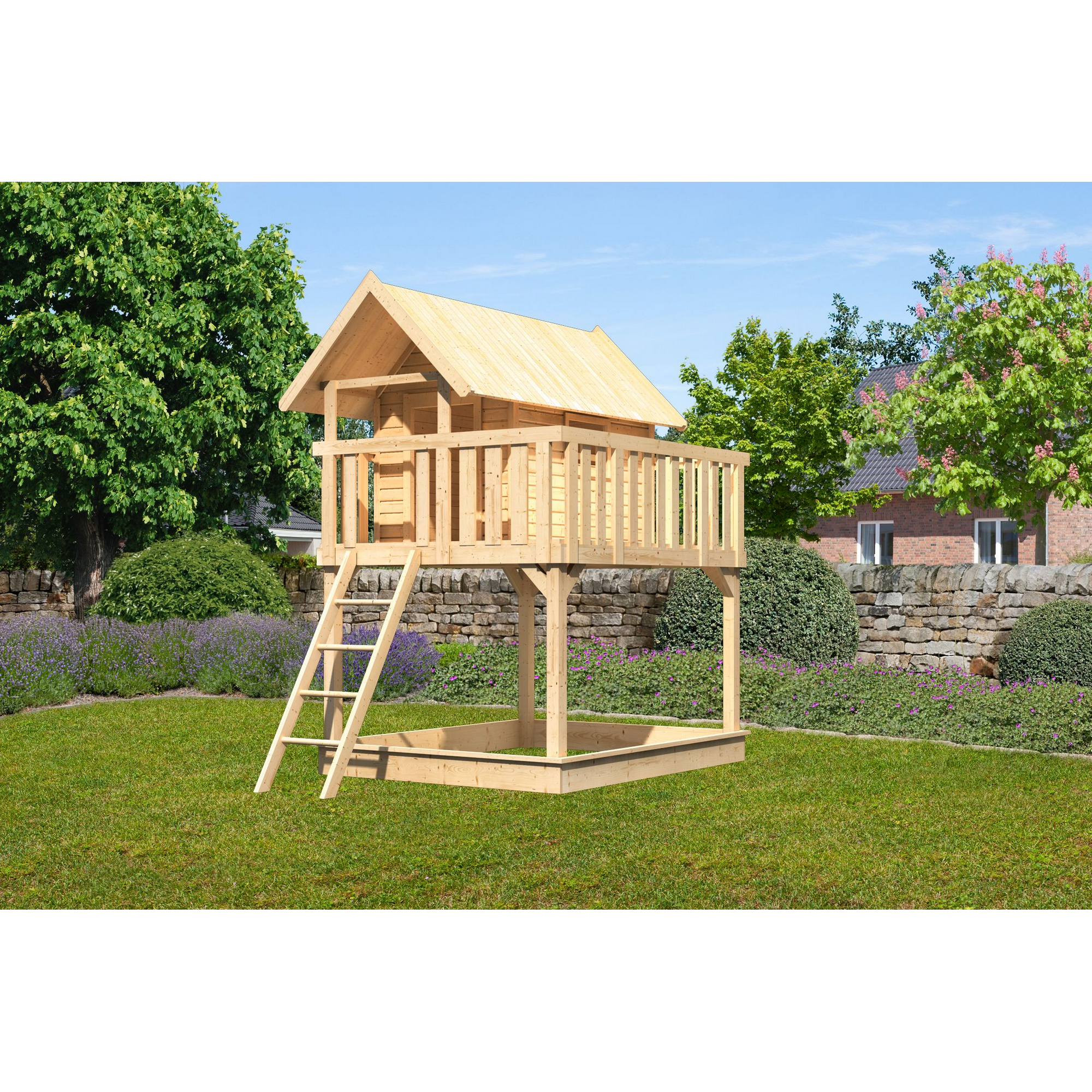 Karibu Stelzenhaus 'Karlie' naturbelassen 198 x 243 x 329,5 cm
