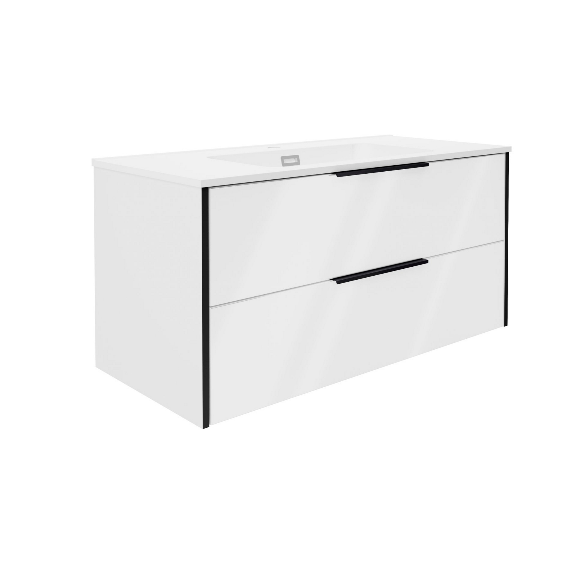 Fackelmann Waschbecken mit Unterschrank 'Flair' weiß/schwarz 101 x 49,3 x 46,5 cm