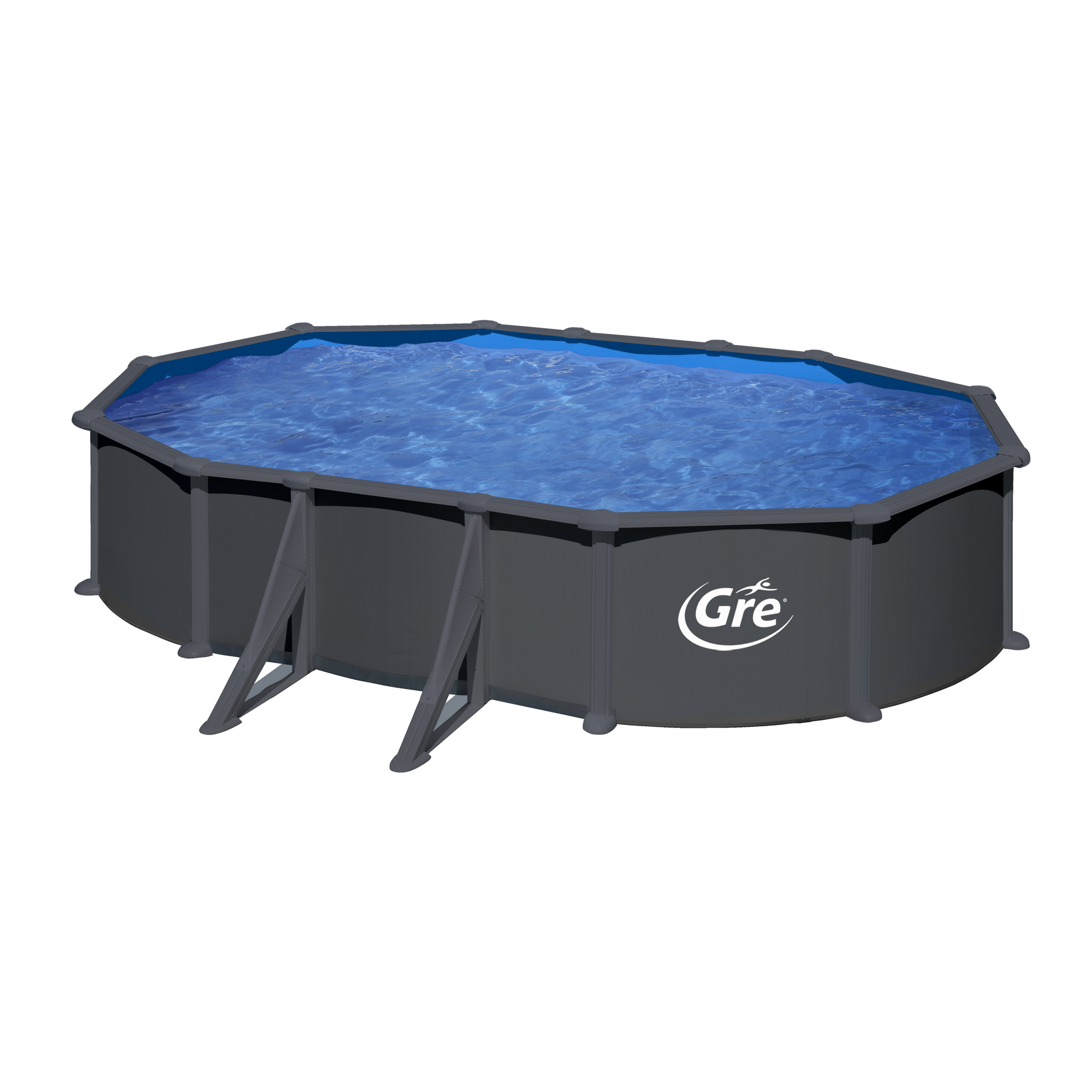 GRE Stahlwandpool-Set 'Anthracite' oval 500 × 375 × 132 cm, mit Seitenstützen