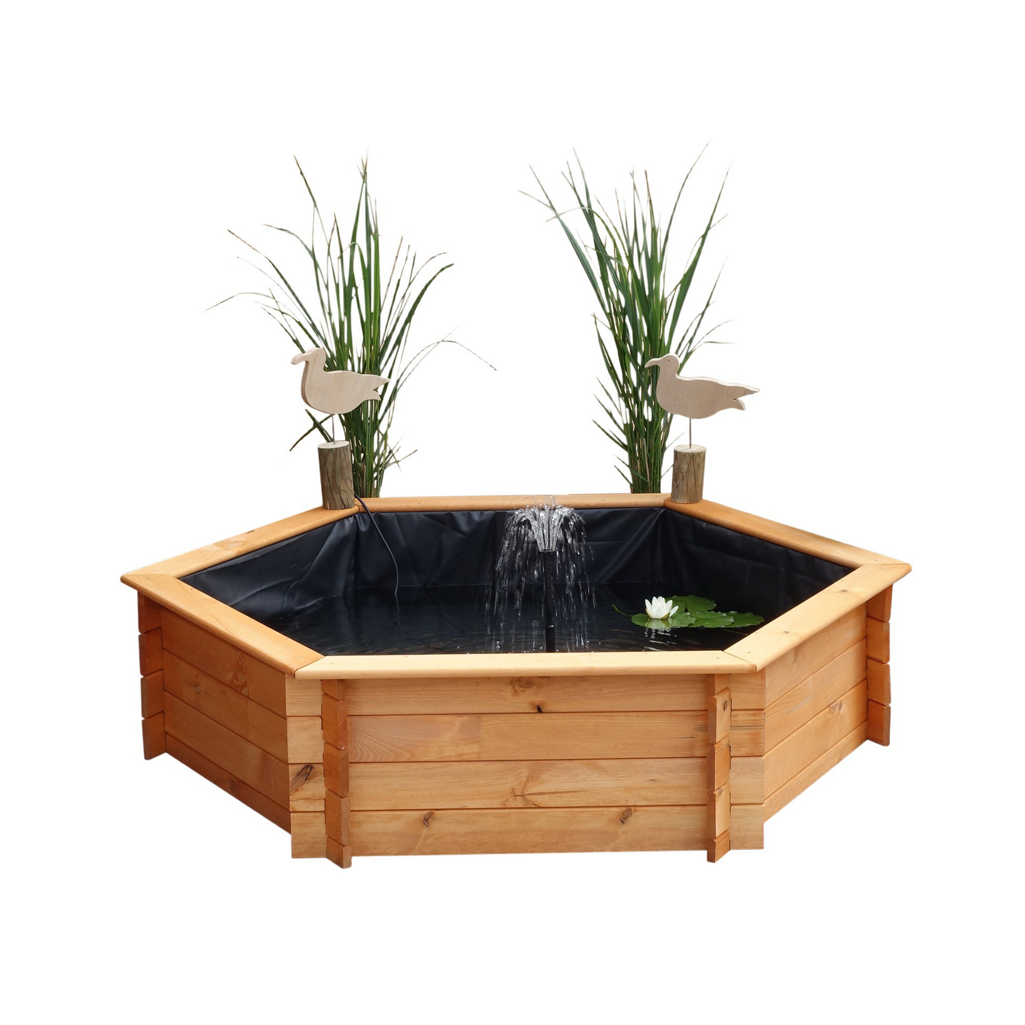 Kiehn-Holz Hochteich sechseckig honigbraun 170 x 40 x 149 cm