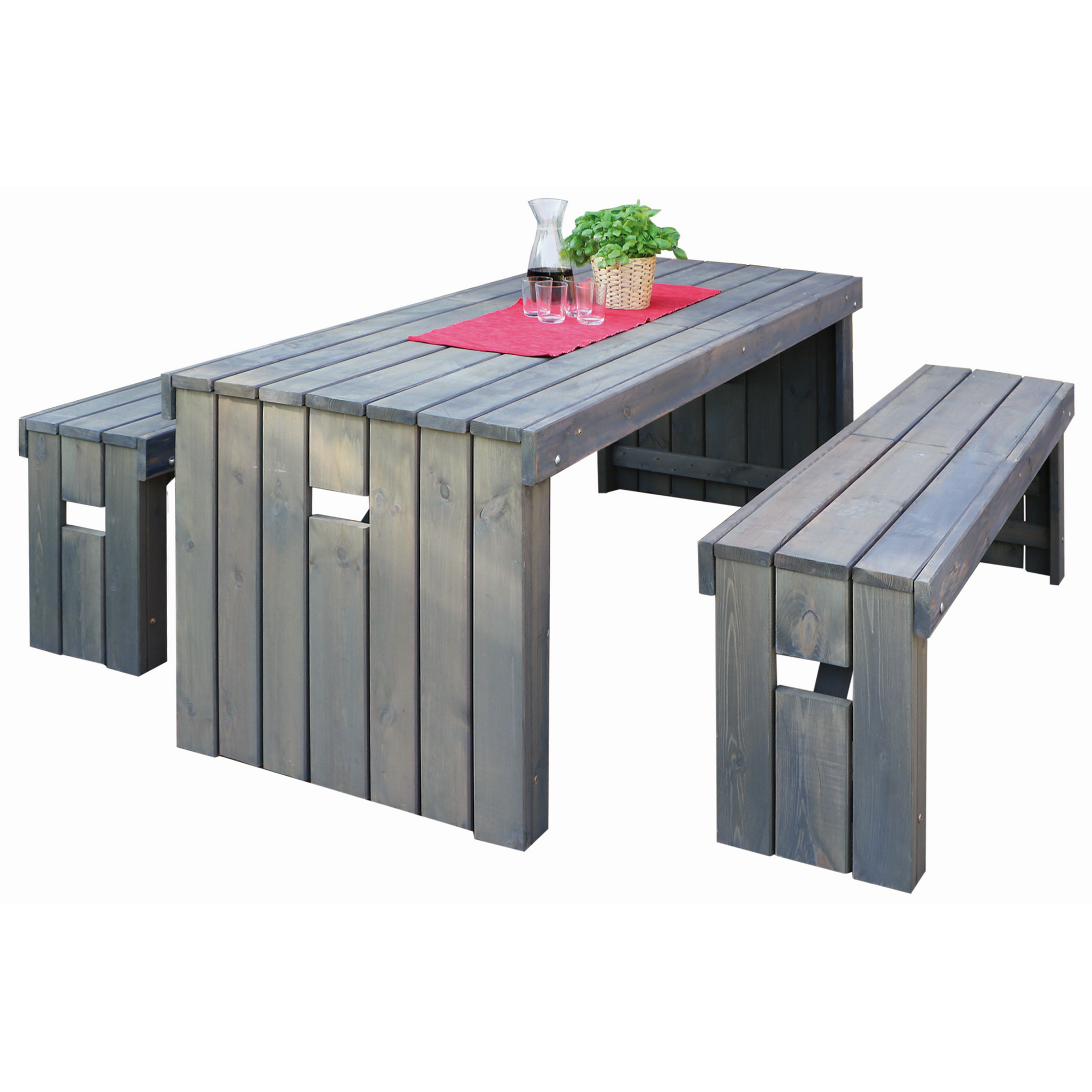 Kiehn-Holz Gartenmöbel-Set 'Rotterdam' Kiefernholz grau 3-teilig