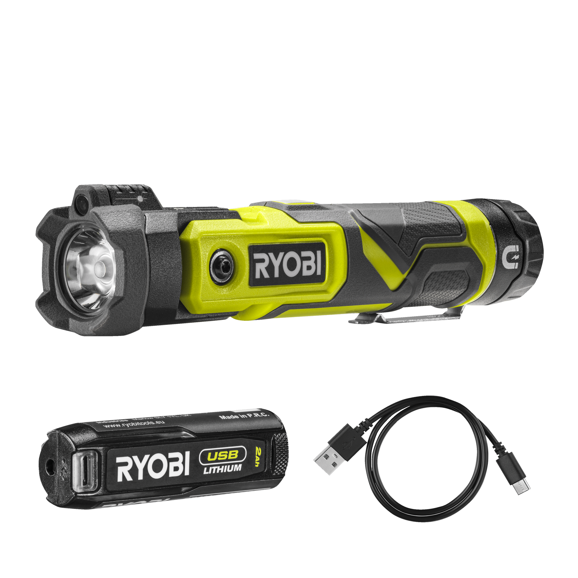 Ryobi Akku-Taschenlampe 'USB-Lithium' 640 lm 23,8 cm 4 V mit Akku und Ladekabel